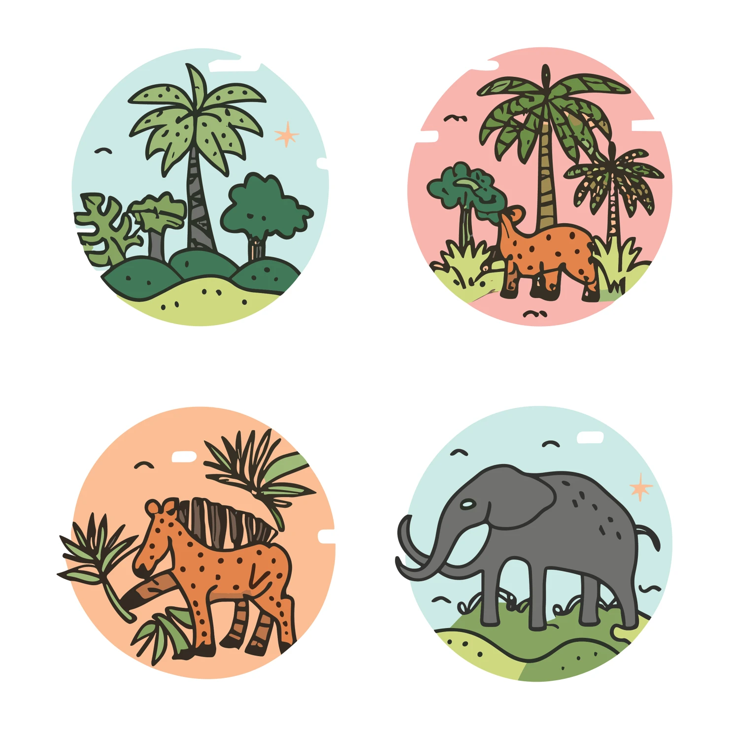 Animals customizable clip art set design #35275