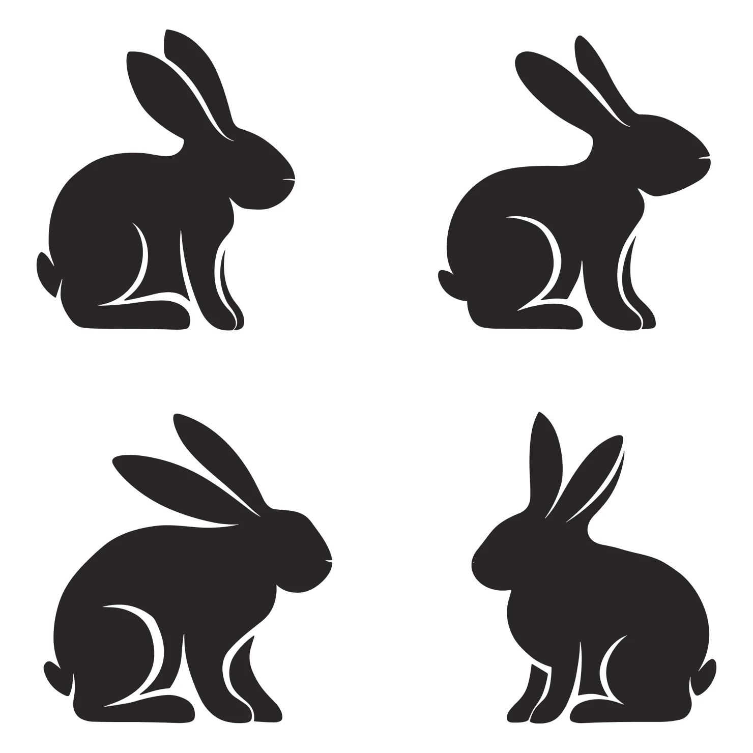 Rabbit customizable silhouettes set design #35276