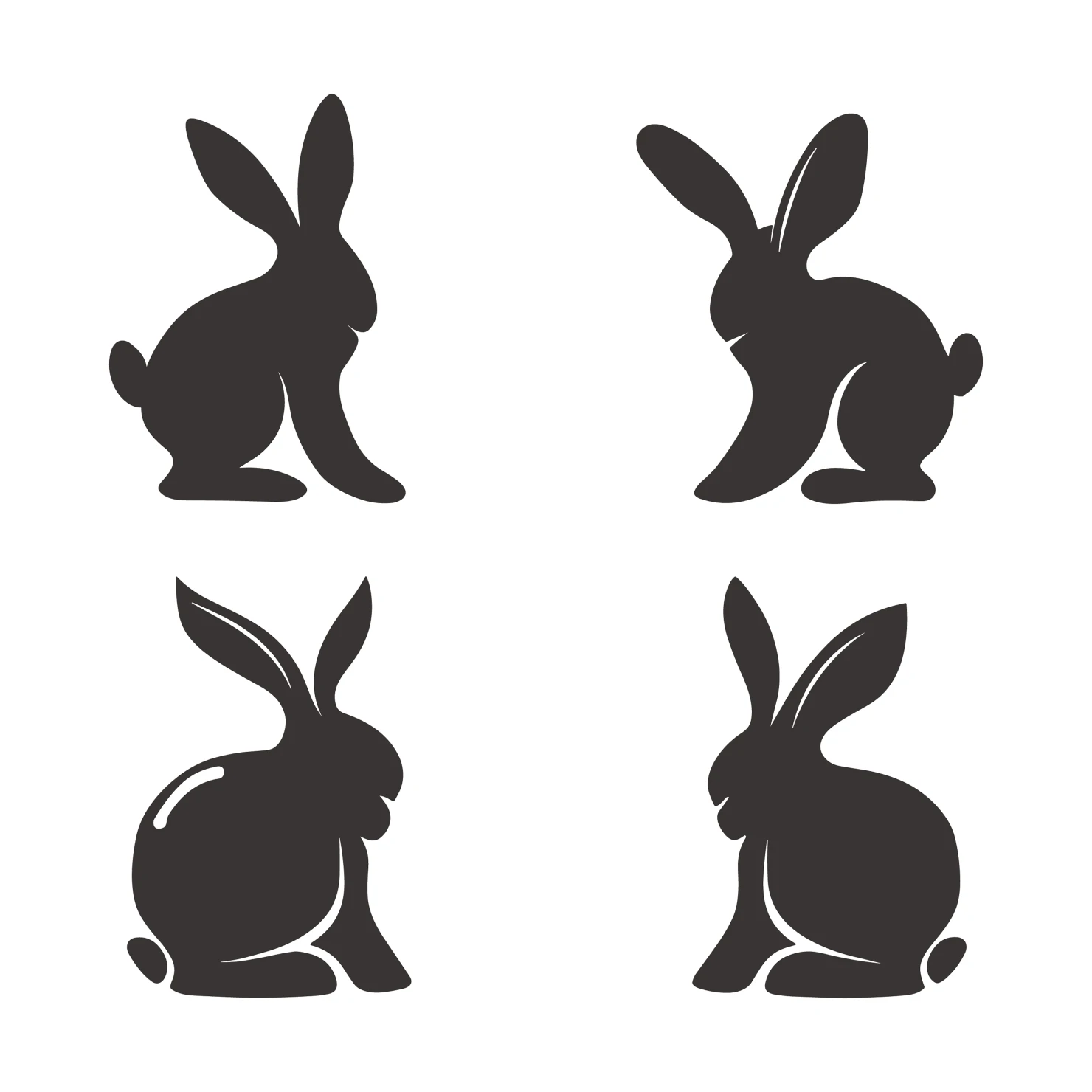 Rabbit customizable silhouettes set design #35277