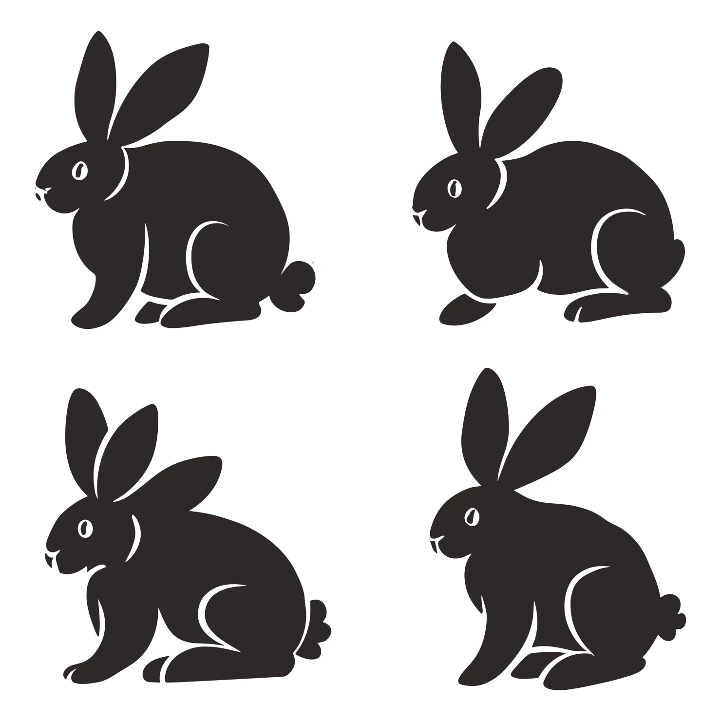 Rabbit customizable silhouettes set design #35279