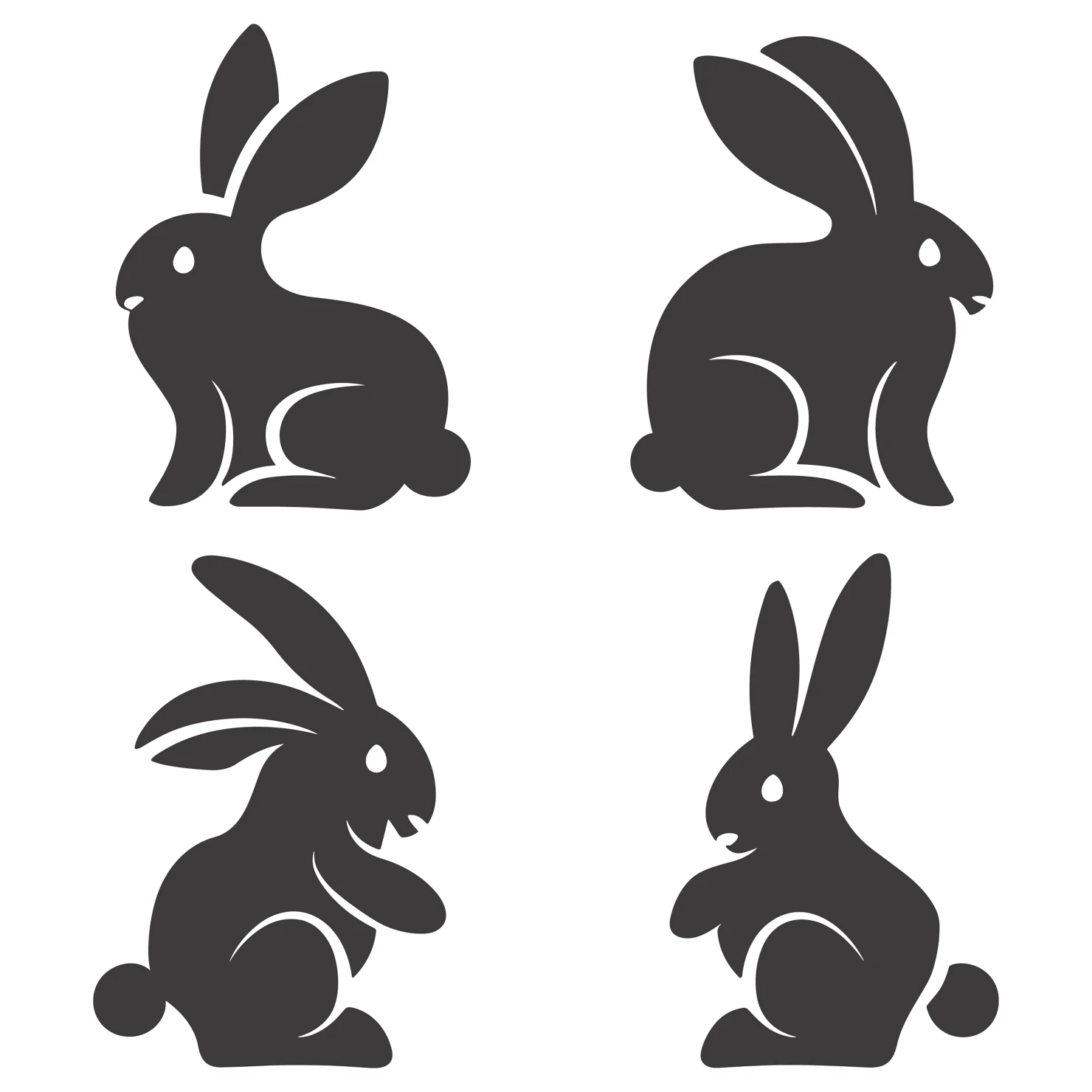 Rabbit customizable silhouettes set design #35280