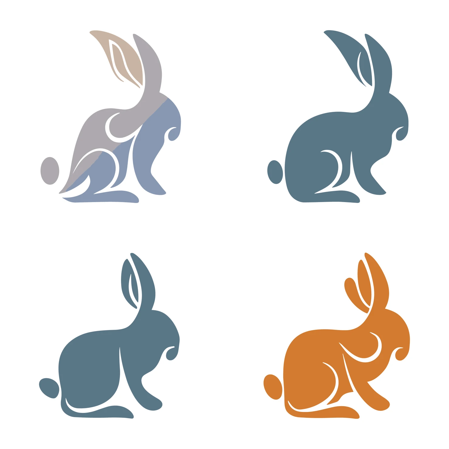 Rabbit customizable clip art set design #35281
