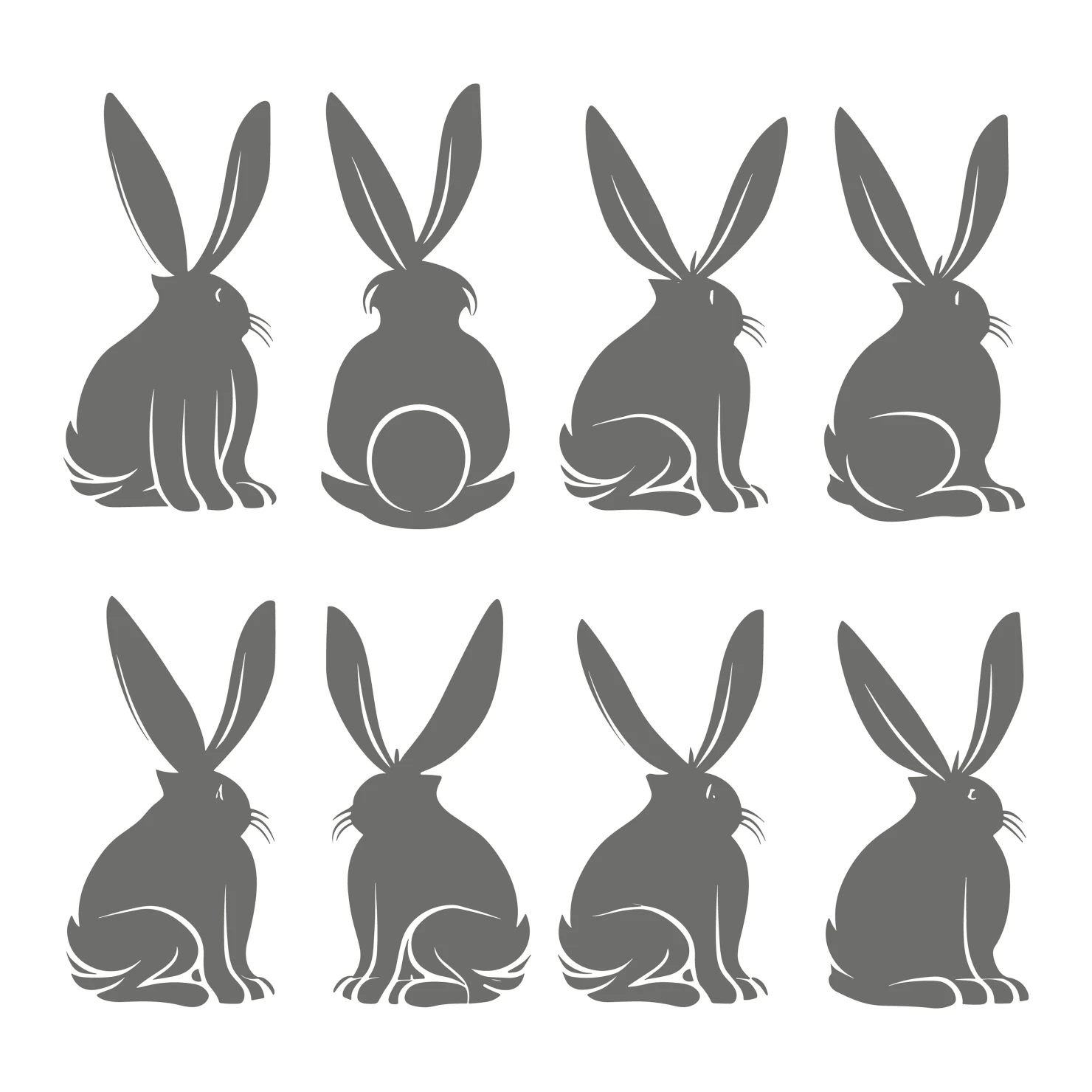 Rabbit customizable silhouettes set design #35284