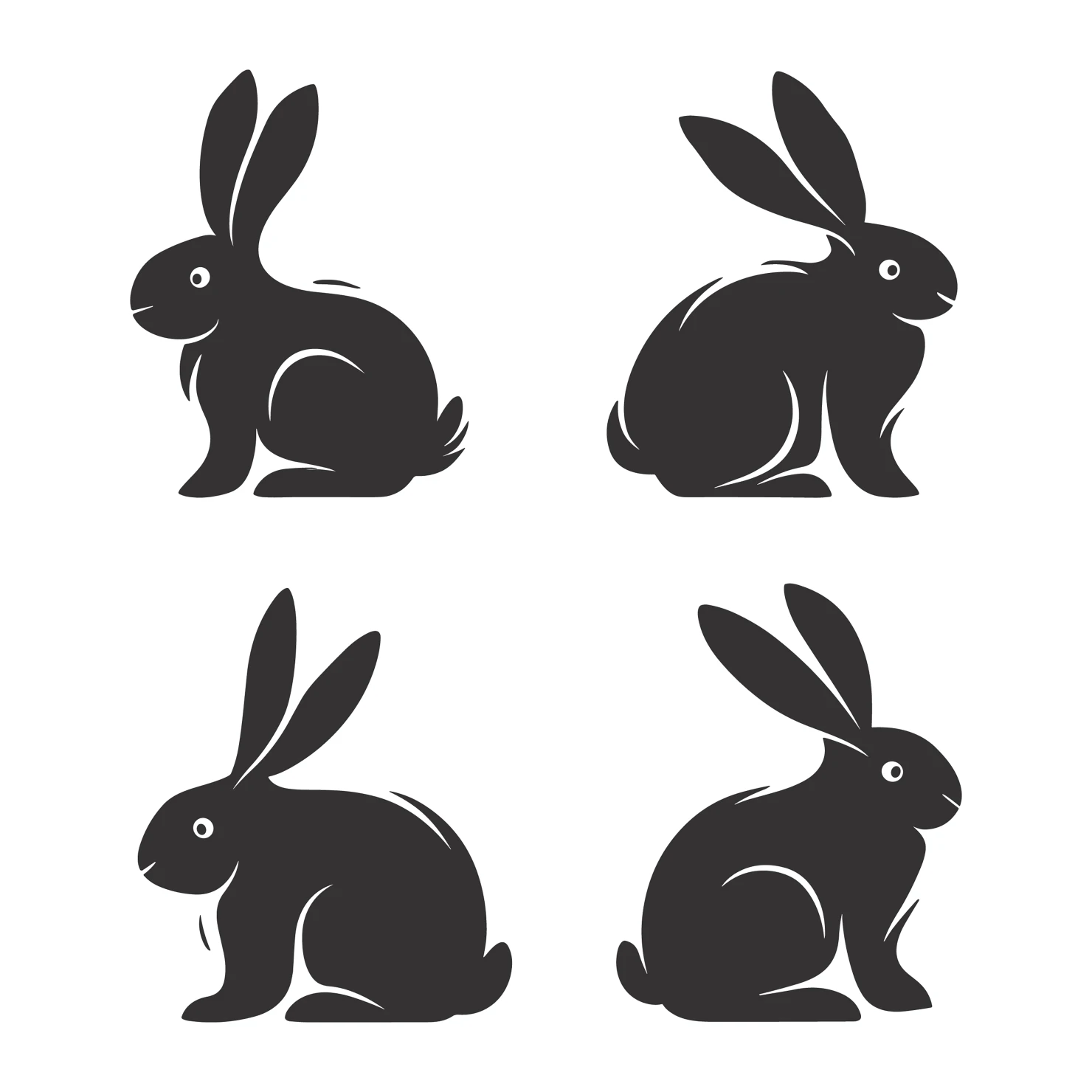Rabbit customizable silhouettes set design #35285