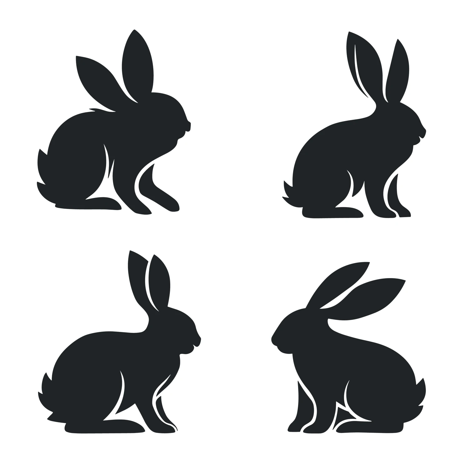 Rabbit customizable silhouettes set design #35286