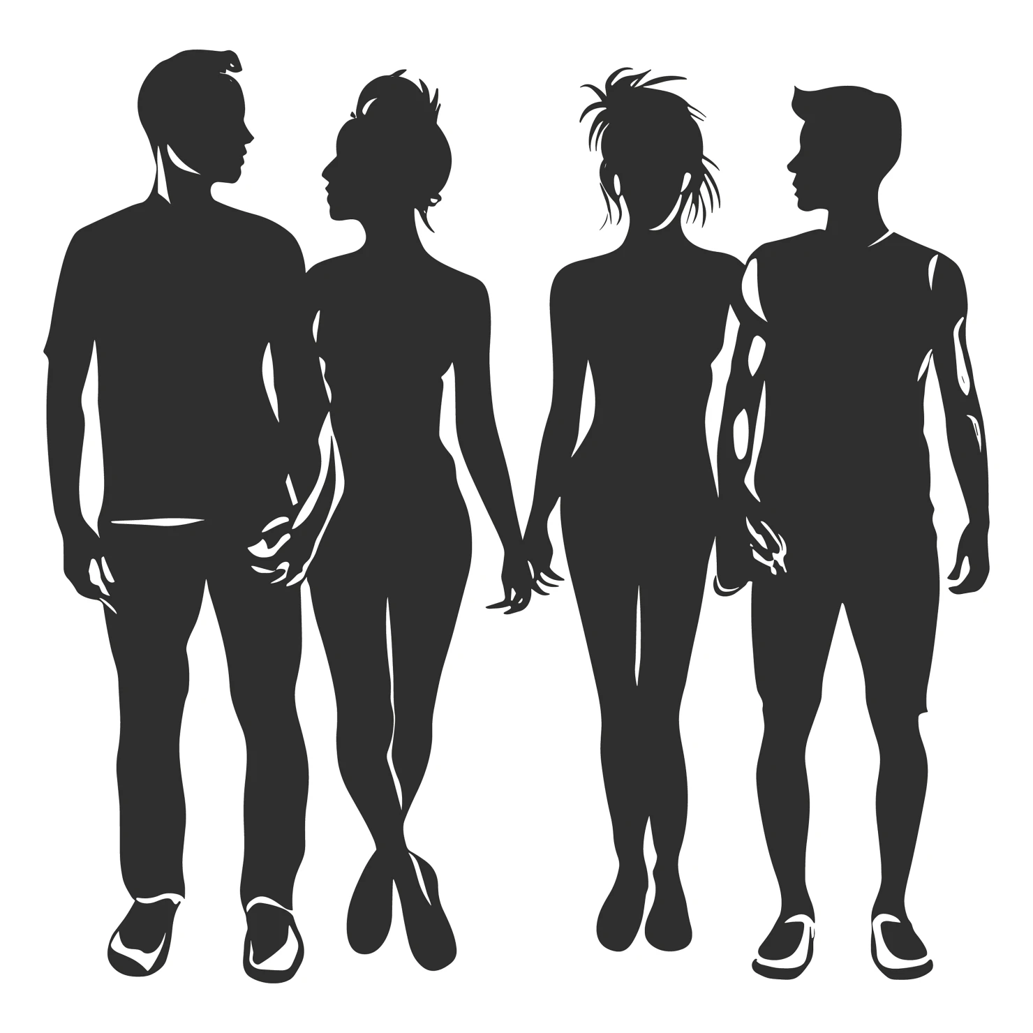 Men and women customizable silhouettes set design #35298