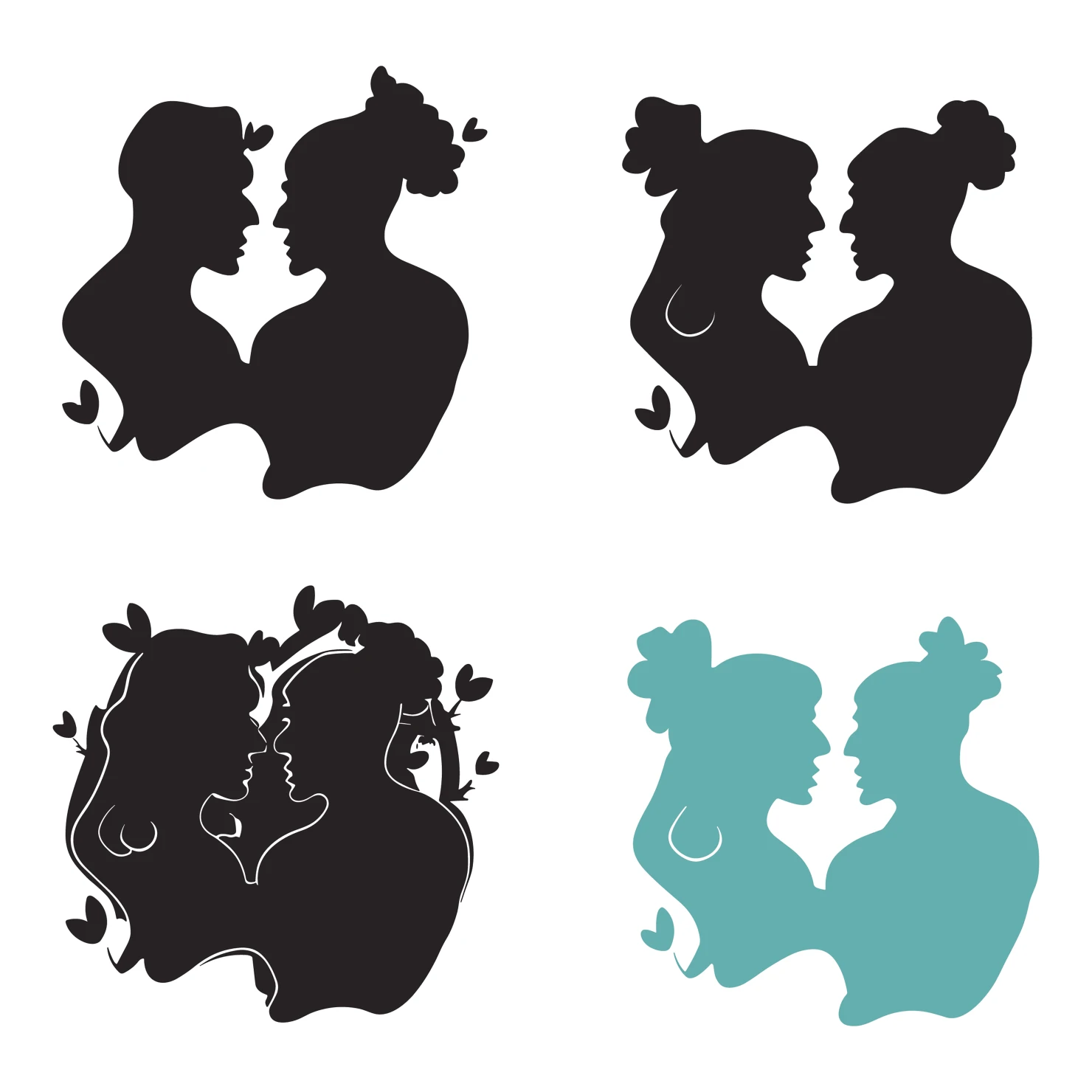 Men and women customizable silhouettes set design #35299