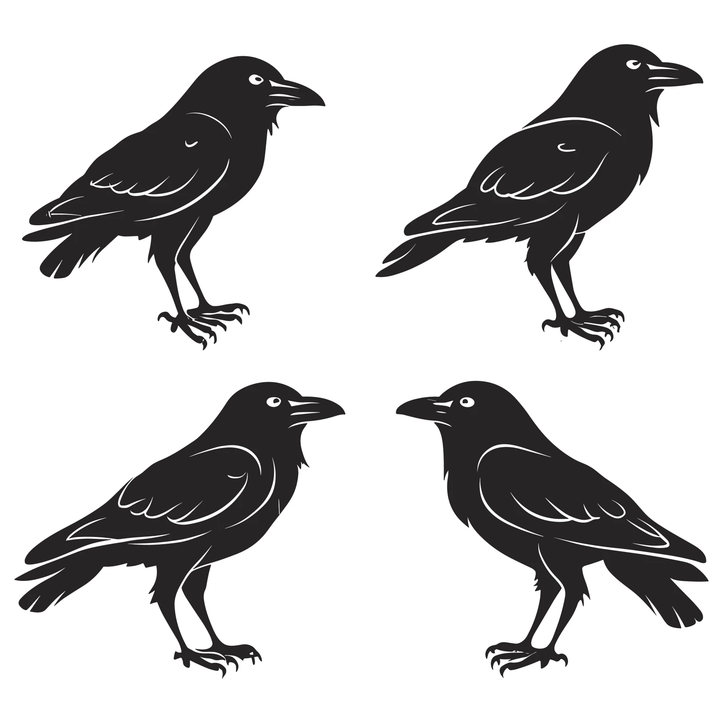 Birds customizable silhouettes set design #35306