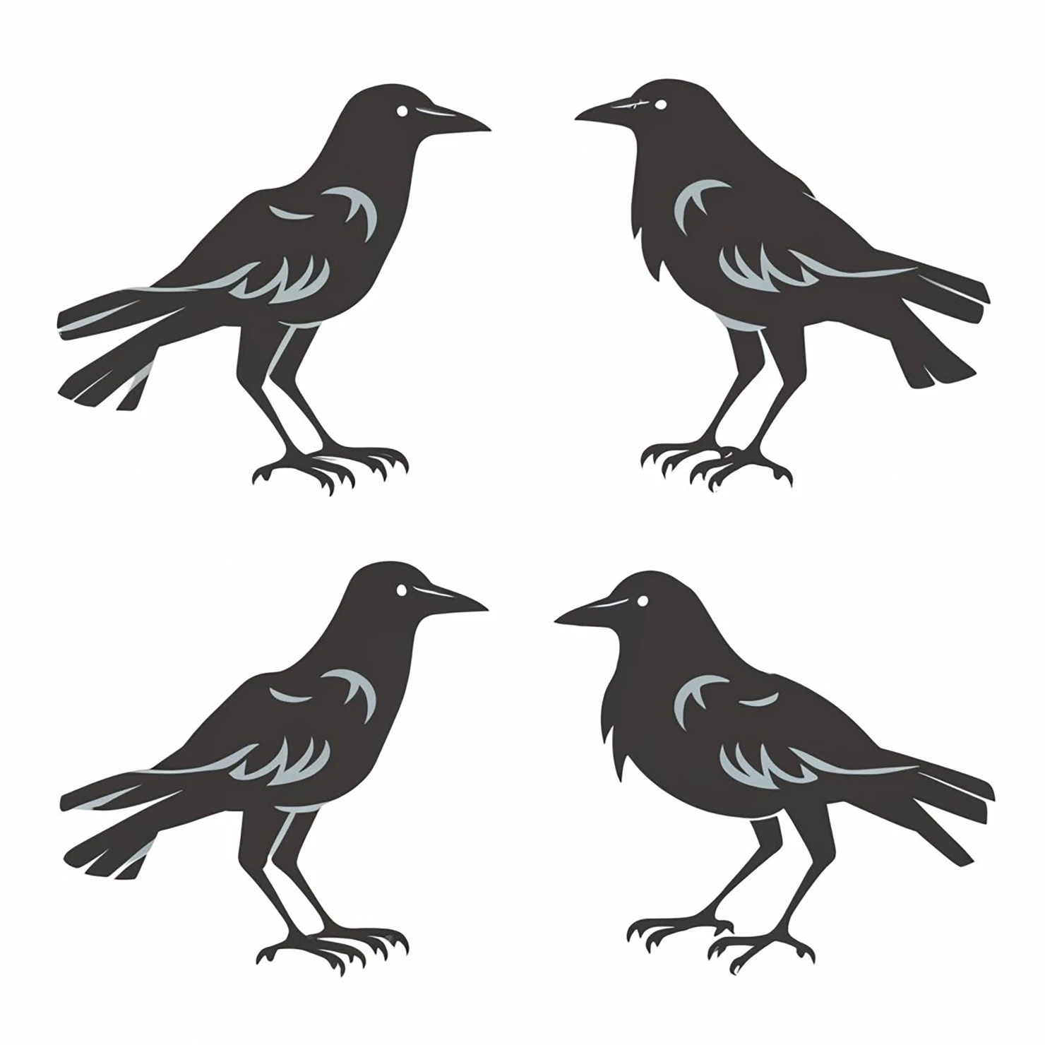 Birds customizable silhouettes set design #35311