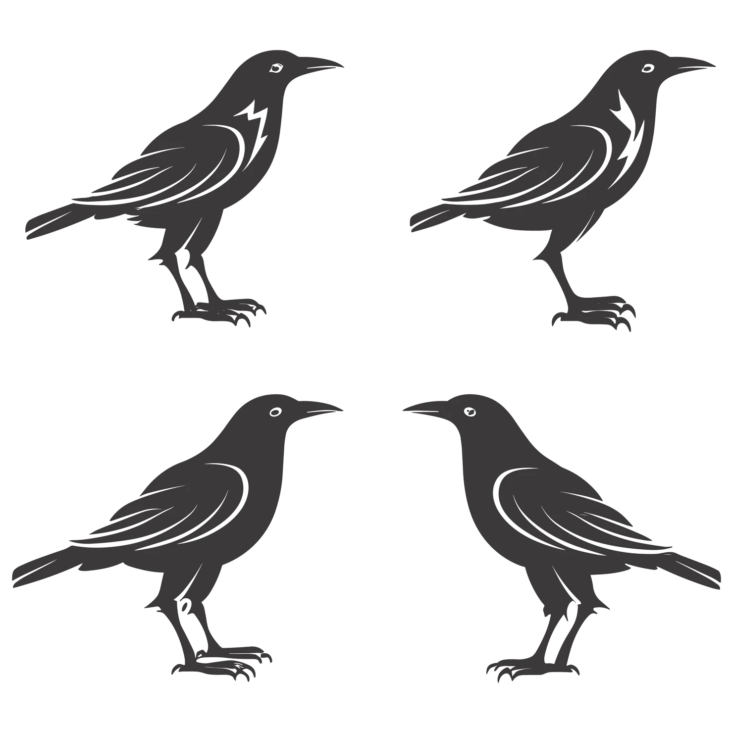 Birds customizable silhouettes set design #35315
