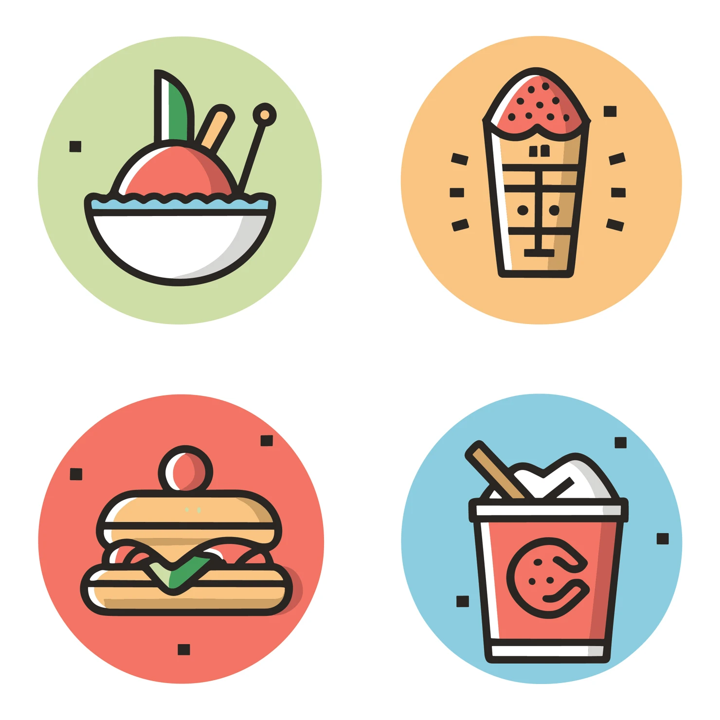 Foods customizable icon set design #35336
