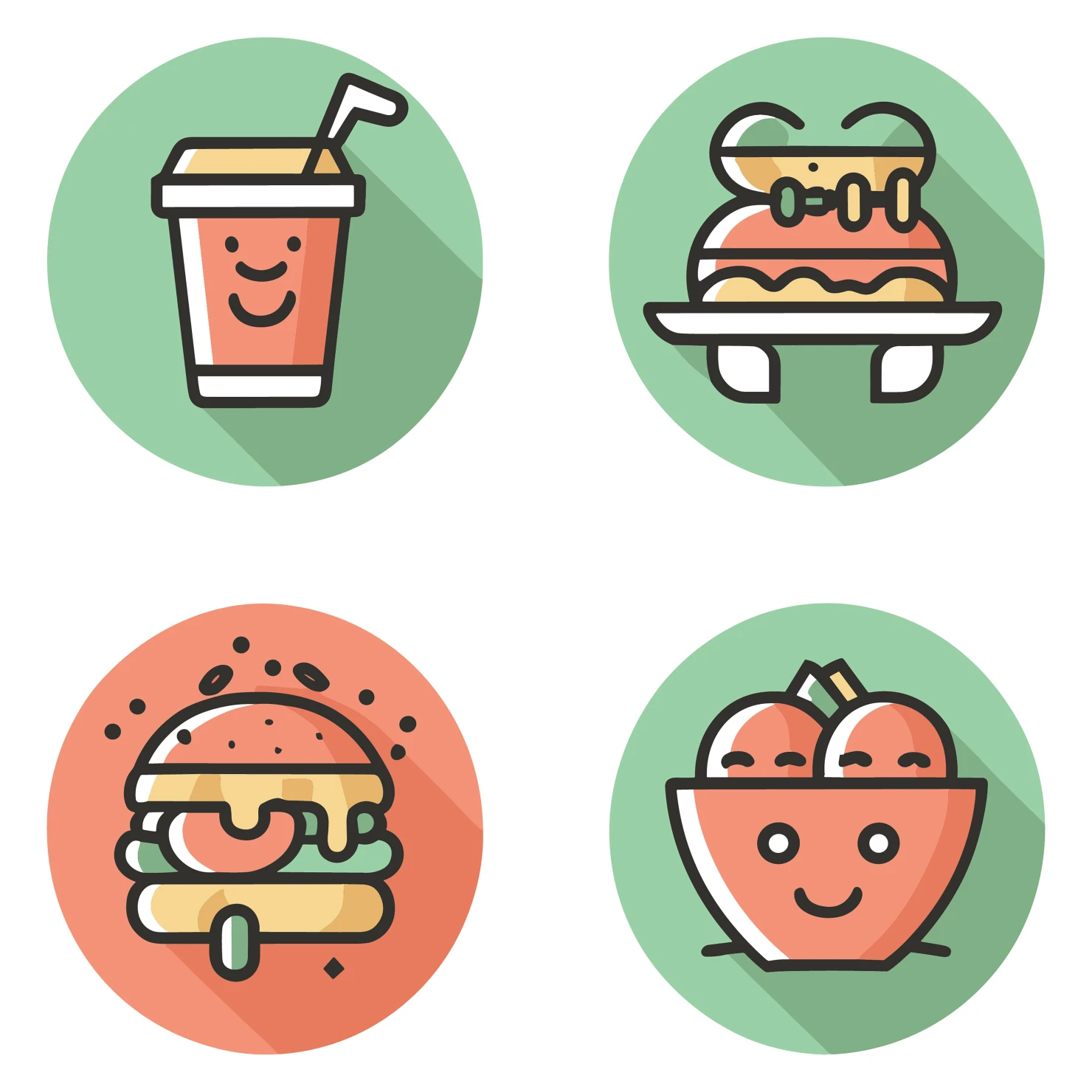 Foods customizable icon set design #35337
