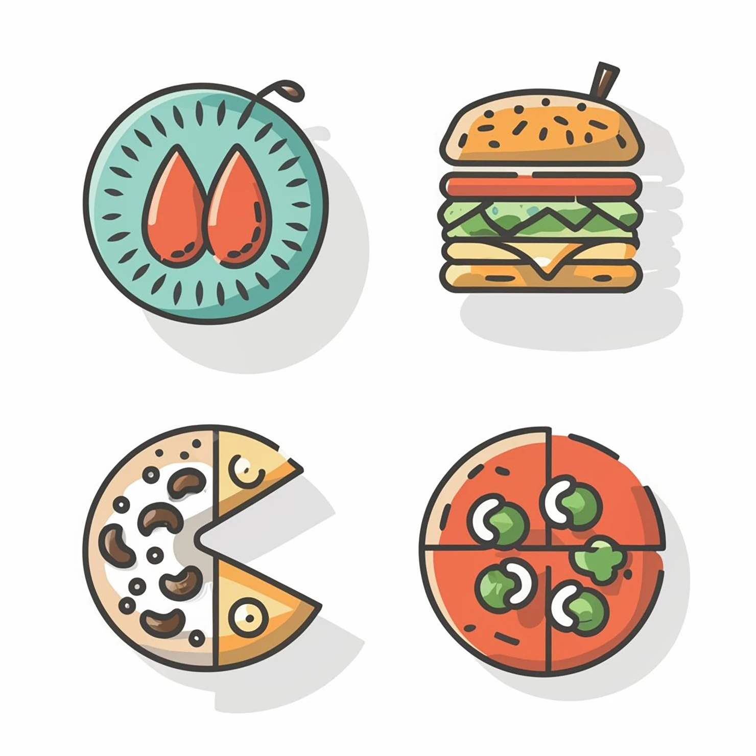 Foods customizable icon set design #35338