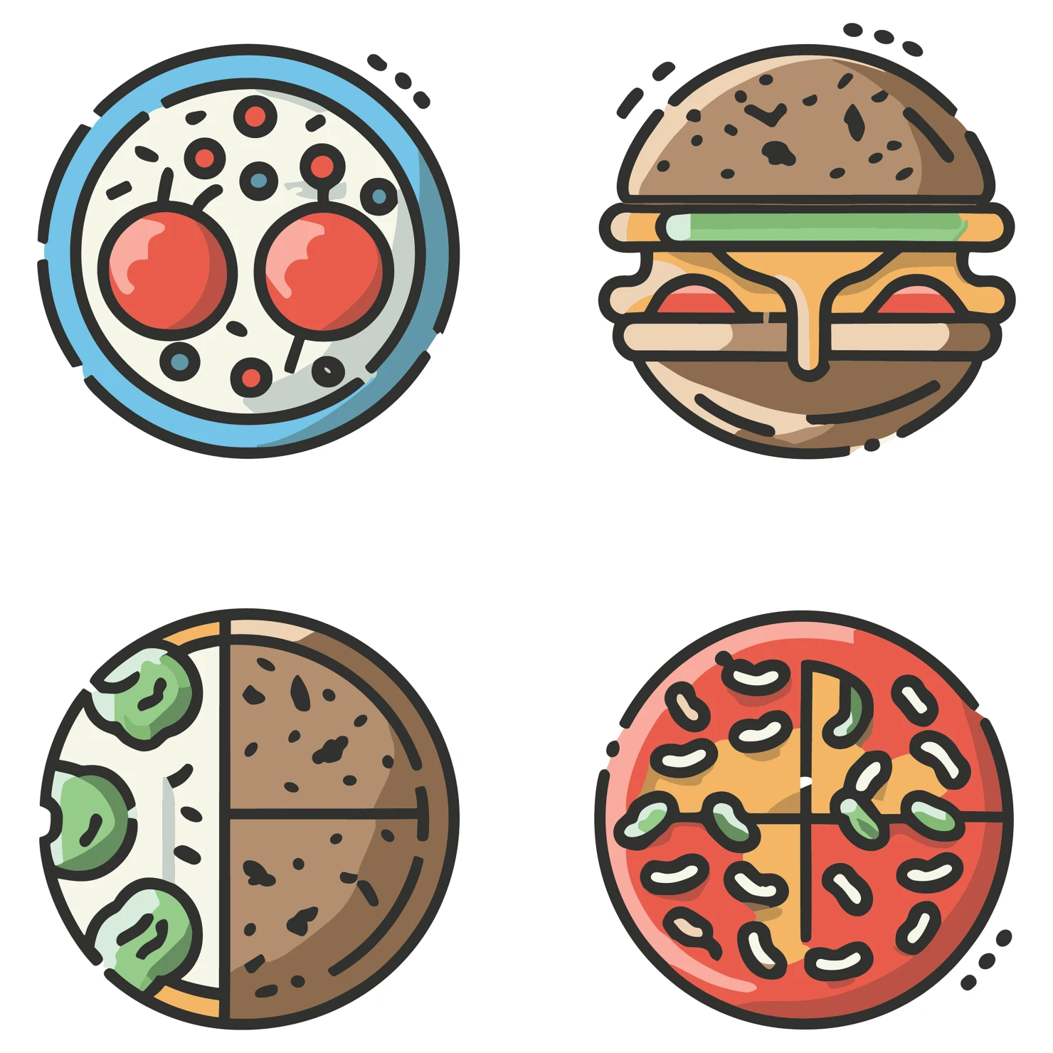 Foods customizable icon set design #35339