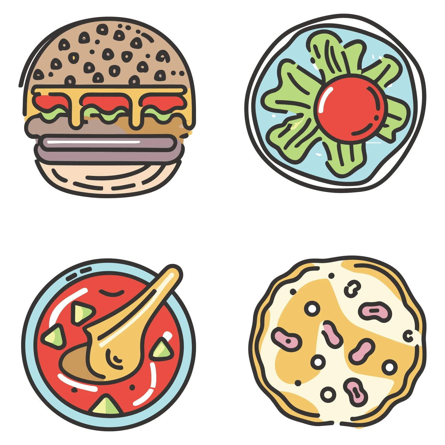 Foods customizable icon set design #35341