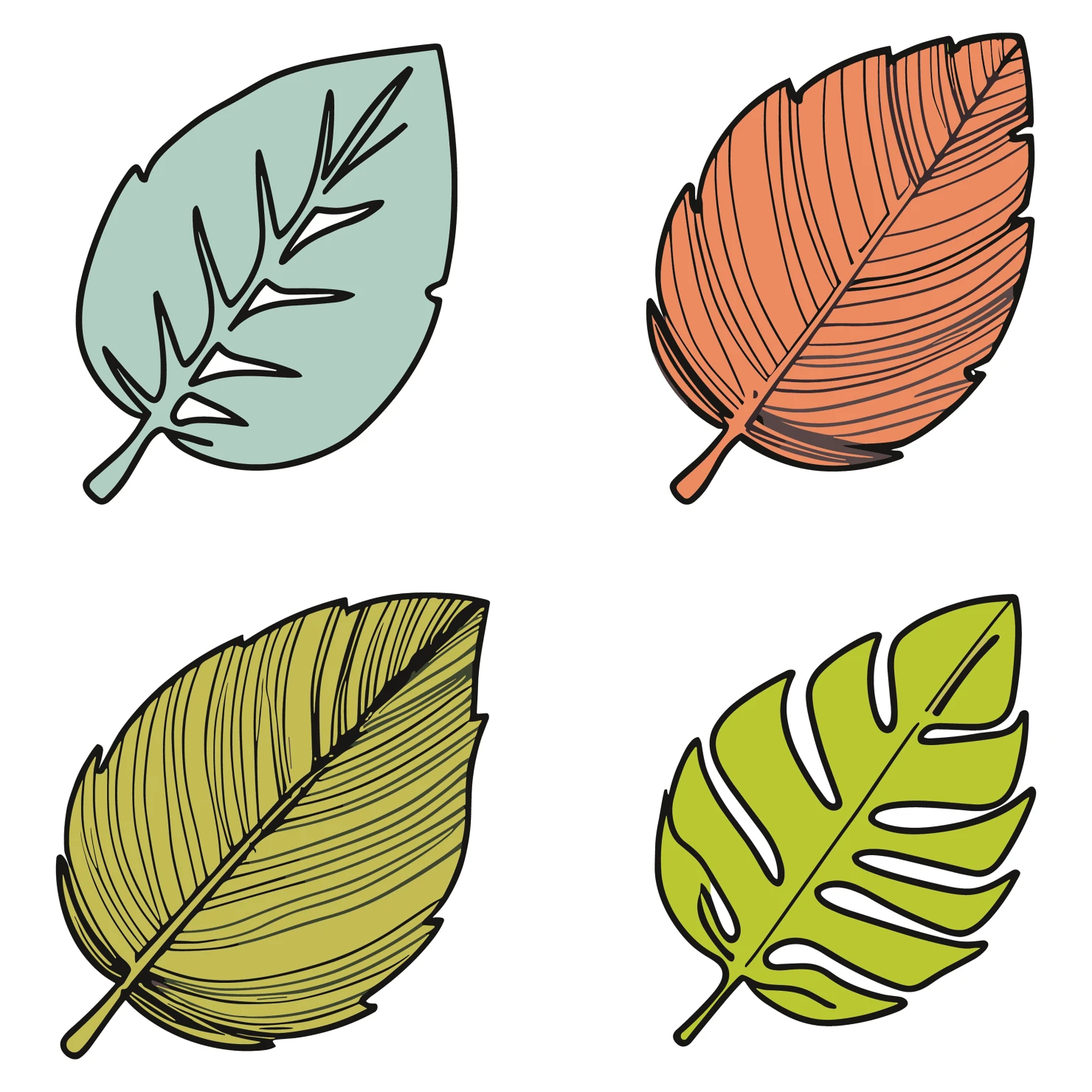Leaves customizable clip art set design #35350
