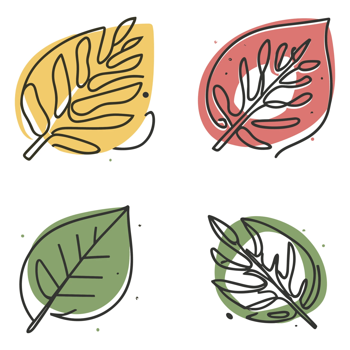 Leaves customizable clip art set design #35358