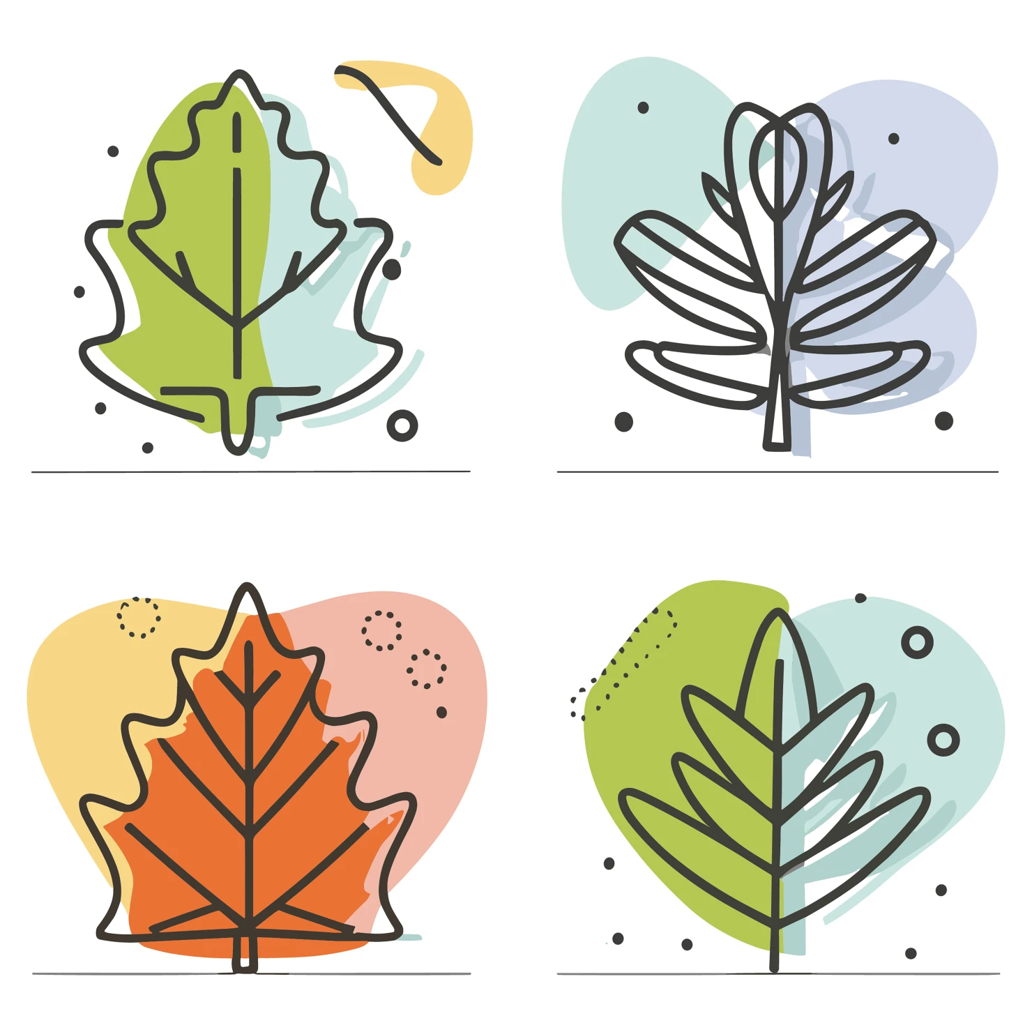 Leaves customizable clip art set design #35359