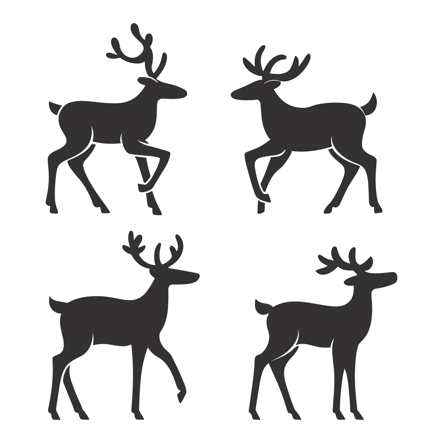 Deer customizable silhouettes set design #35421