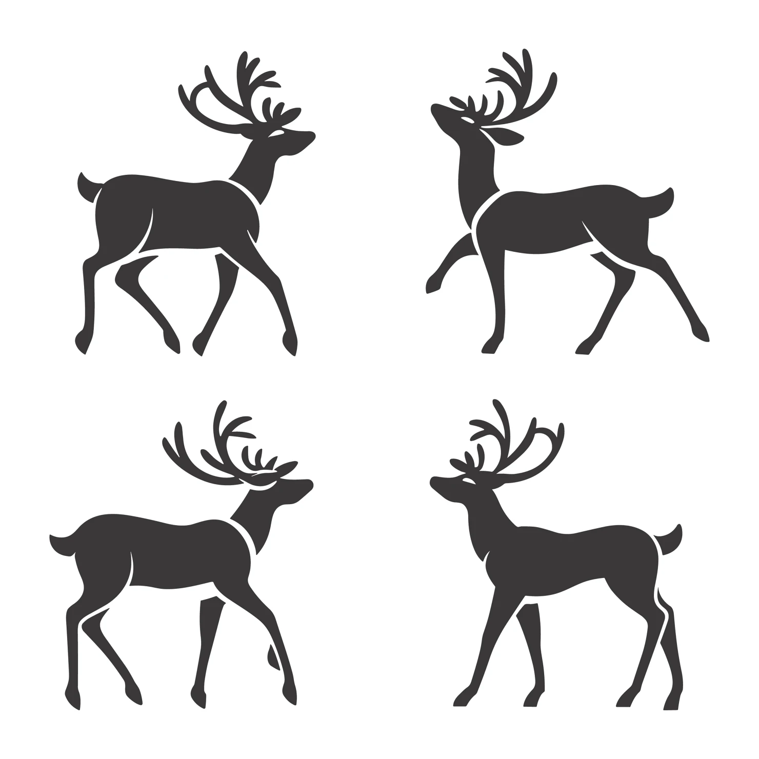 Deer customizable silhouettes set design #35426