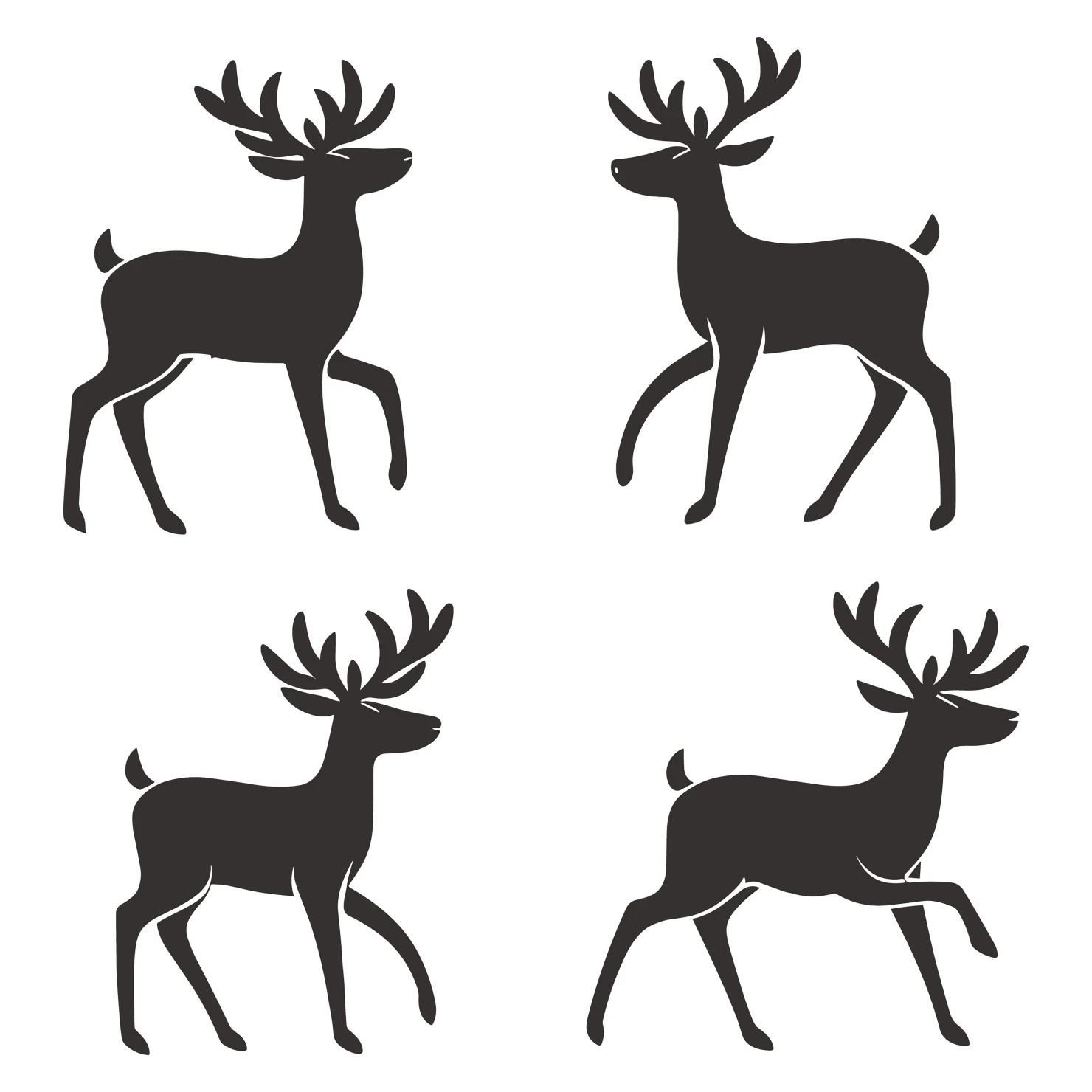 Deer customizable silhouettes set design #35431