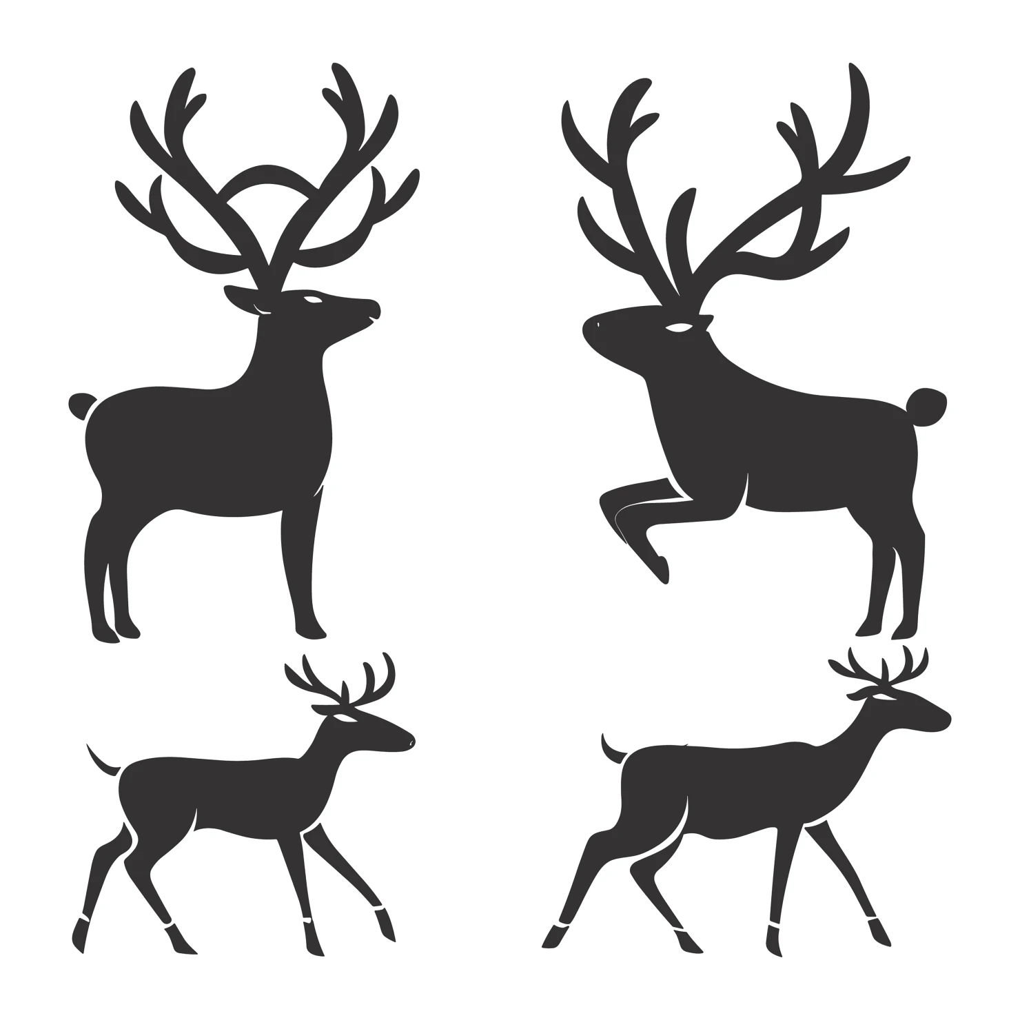 Deer customizable silhouettes set design #35432
