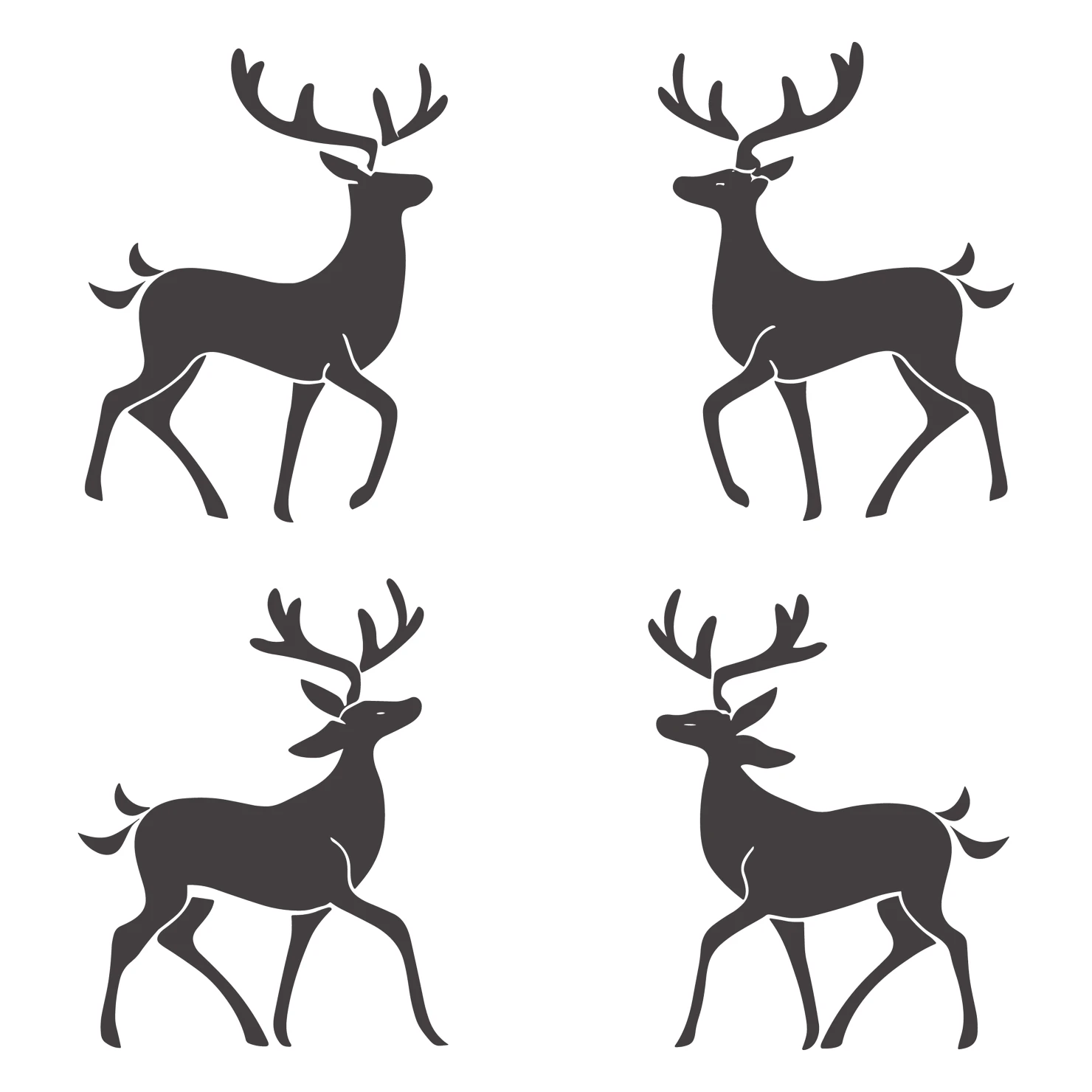 Deer customizable silhouettes set design #35433