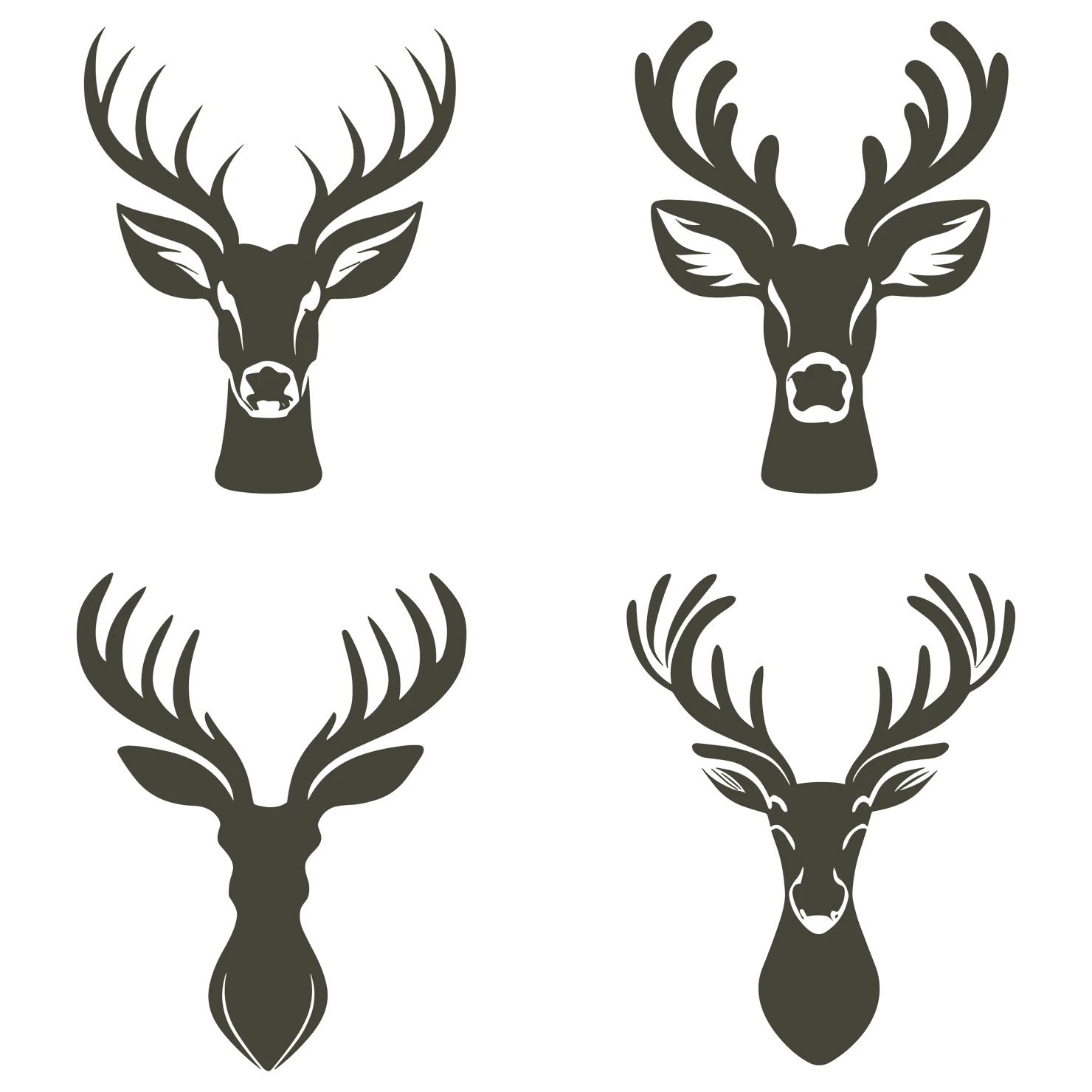 Deer customizable silhouettes set design #35436