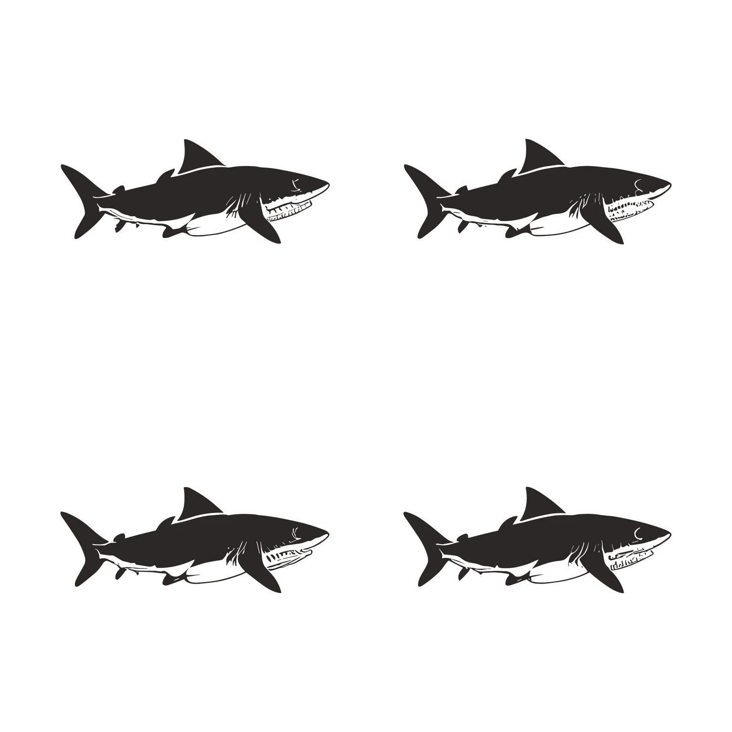 Fish customizable silhouettes set design #35454