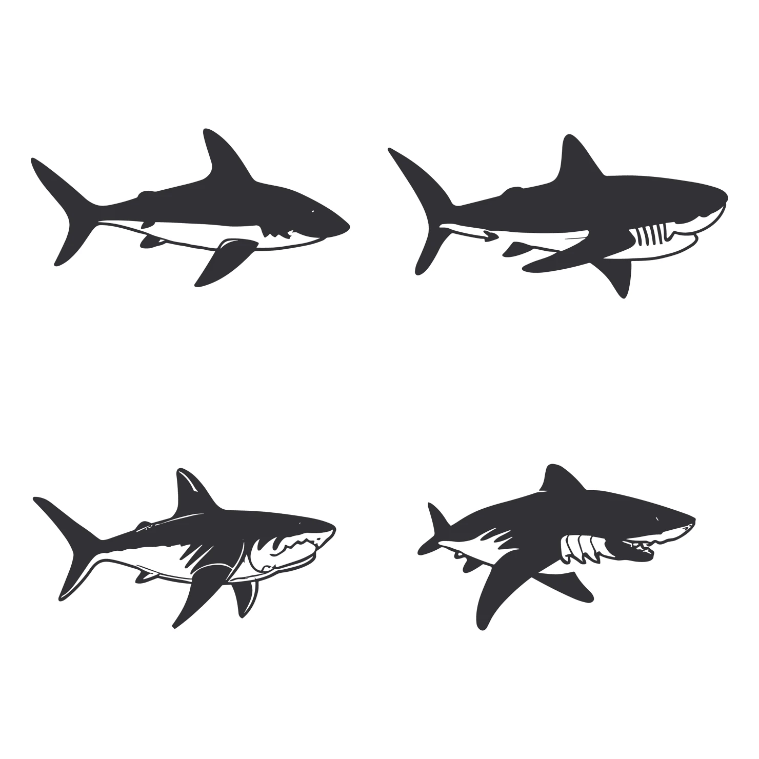 Fish customizable silhouettes set design #35456