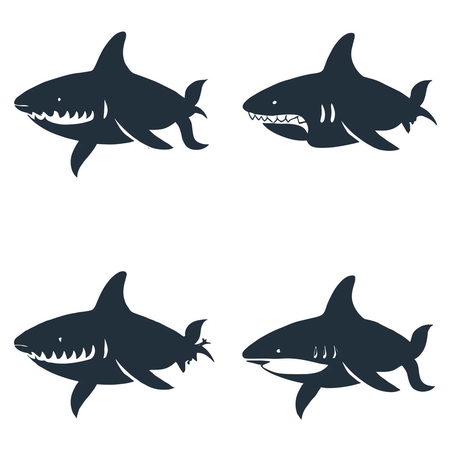 Fish customizable silhouettes set design #35457
