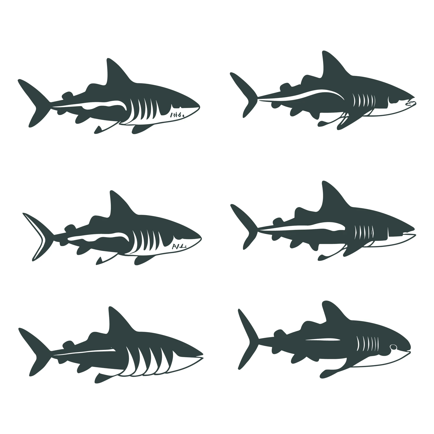 Fish customizable silhouettes set design #35460