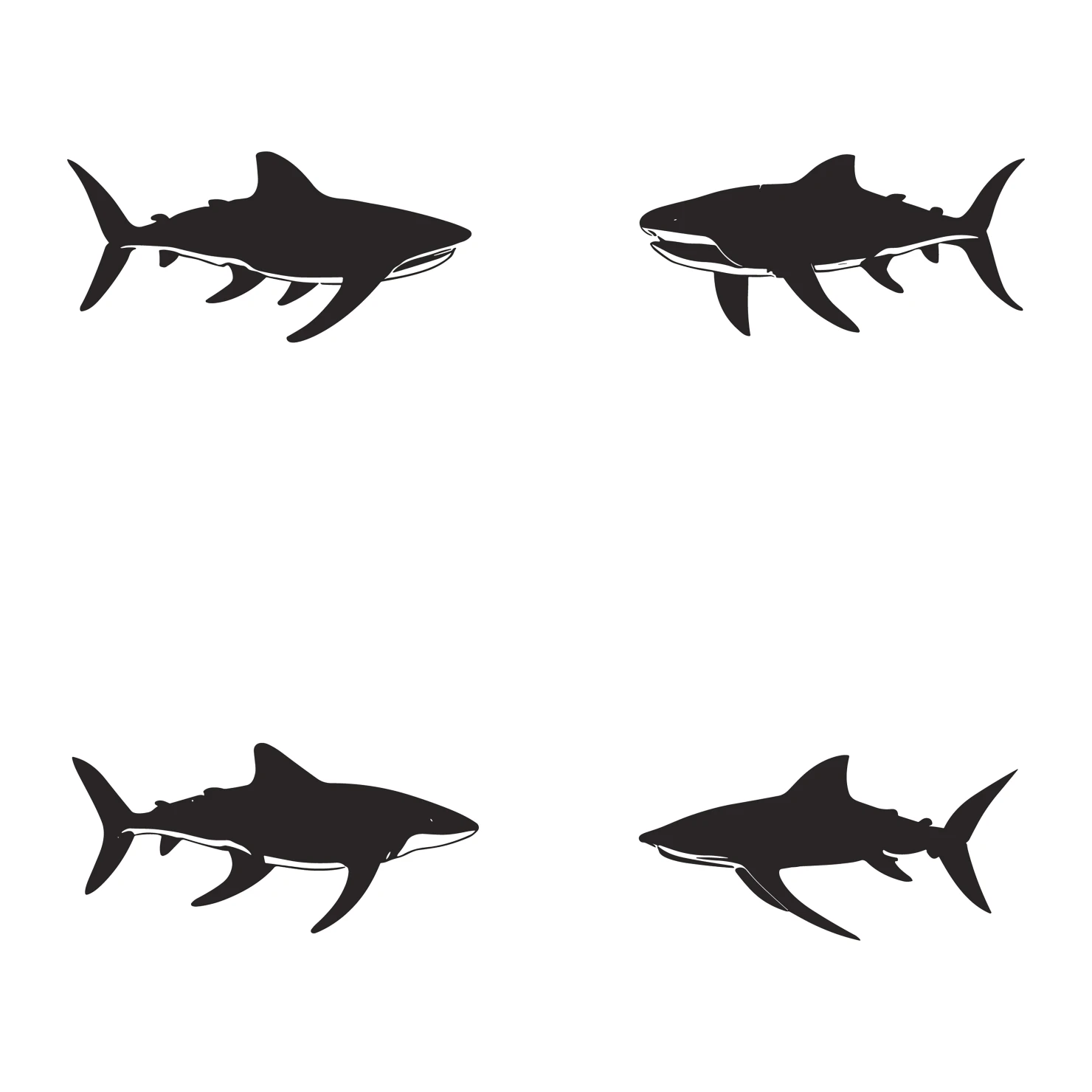 Fish customizable silhouettes set design #35461