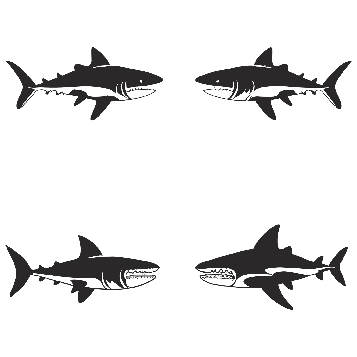 Fish customizable silhouettes set design #35465