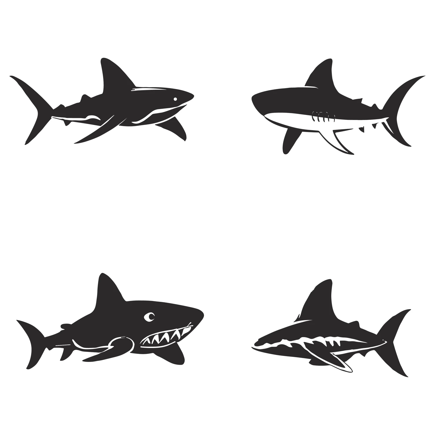 Fish customizable silhouettes set design #35466