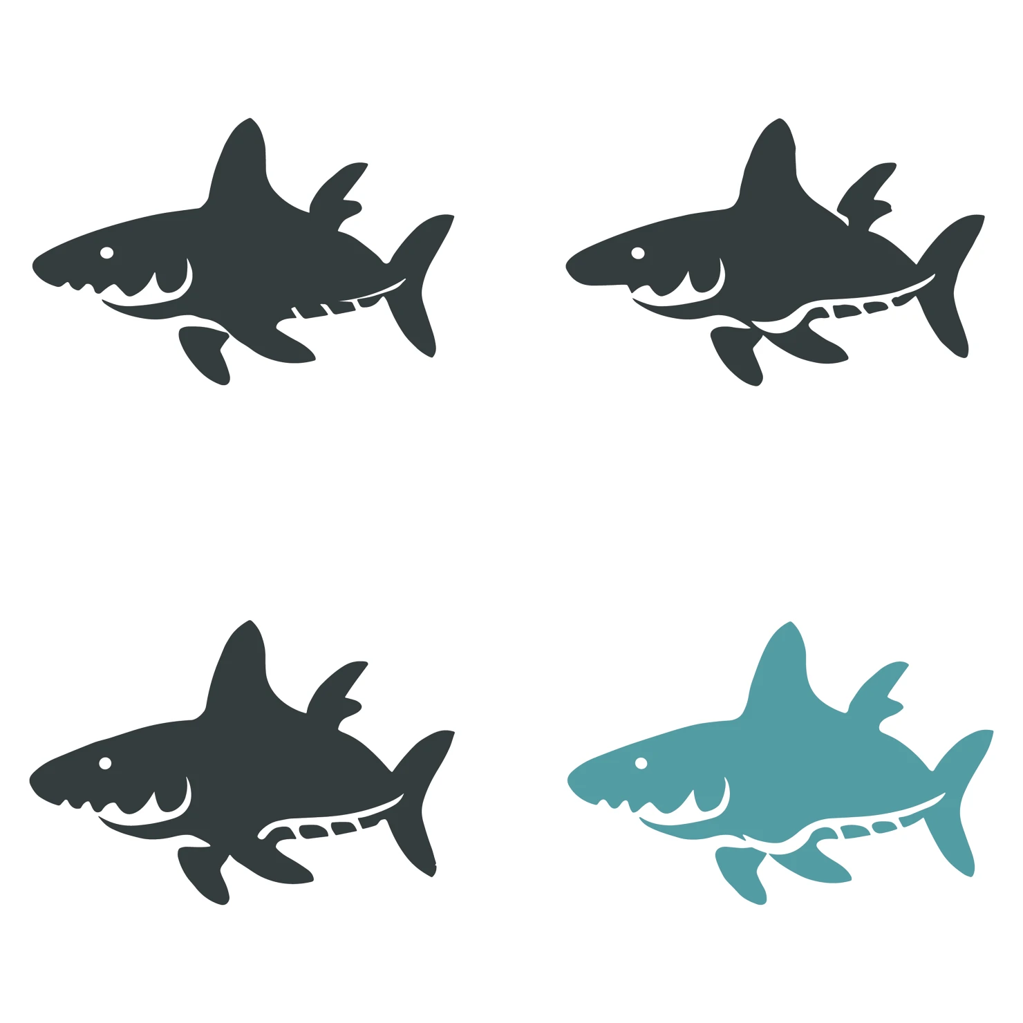 Fish customizable silhouettes set design #35469