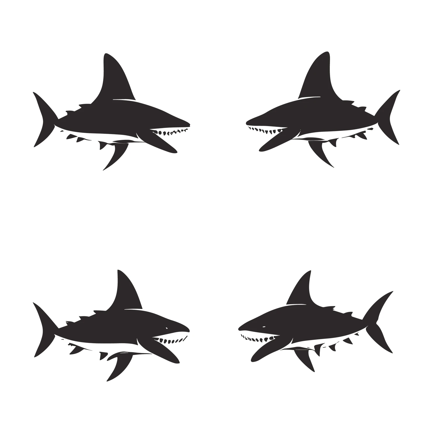 Fish customizable silhouettes set design #35470