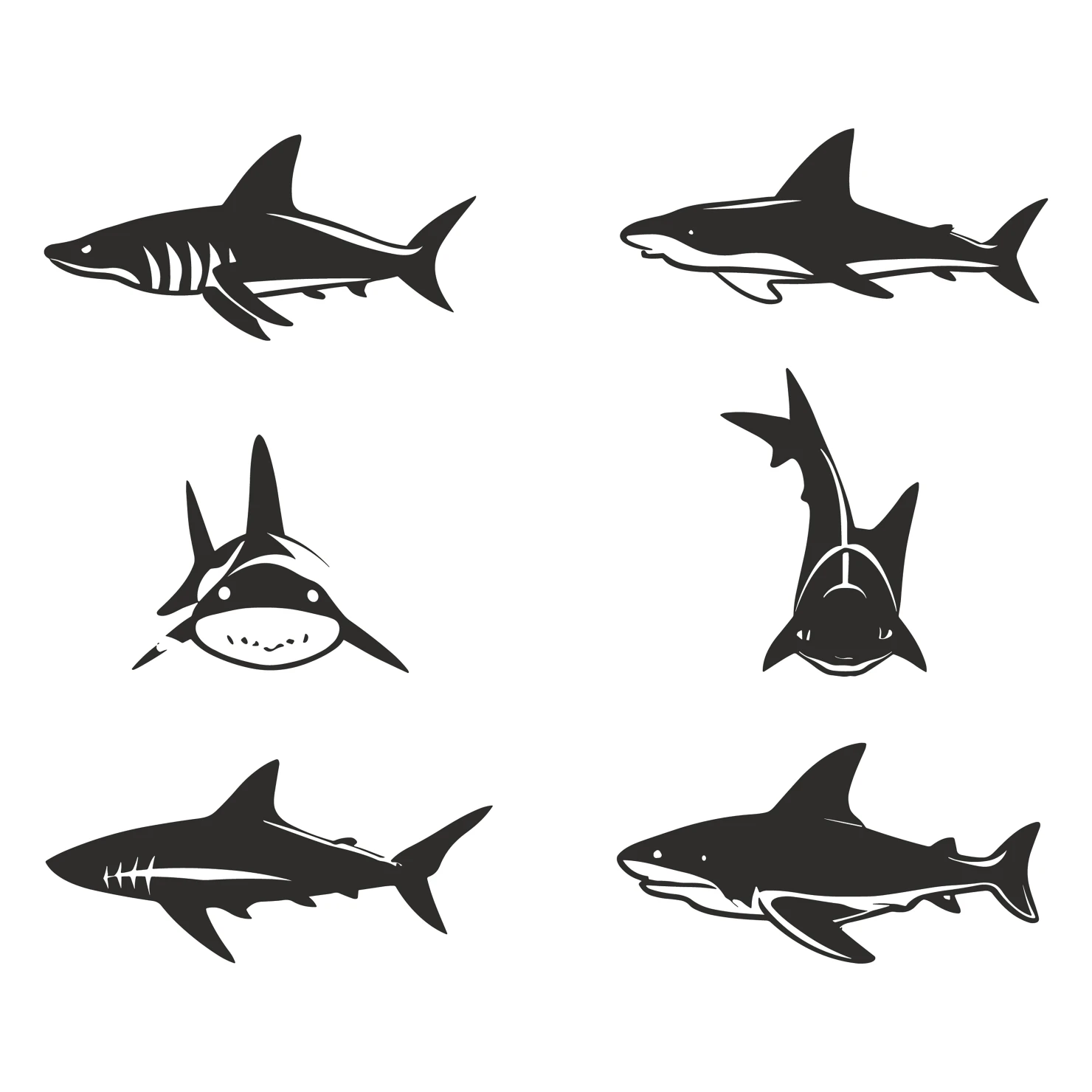 Fish customizable silhouettes set design #35472