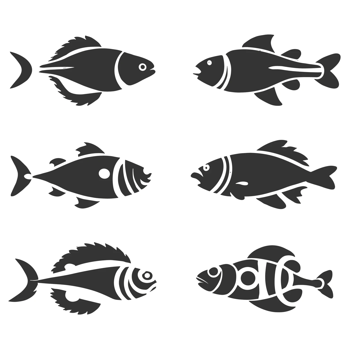 Fish customizable silhouettes set design #35475