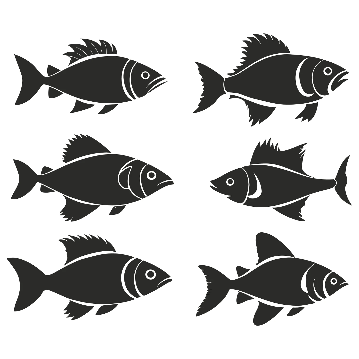 Fish customizable silhouettes set design #35476