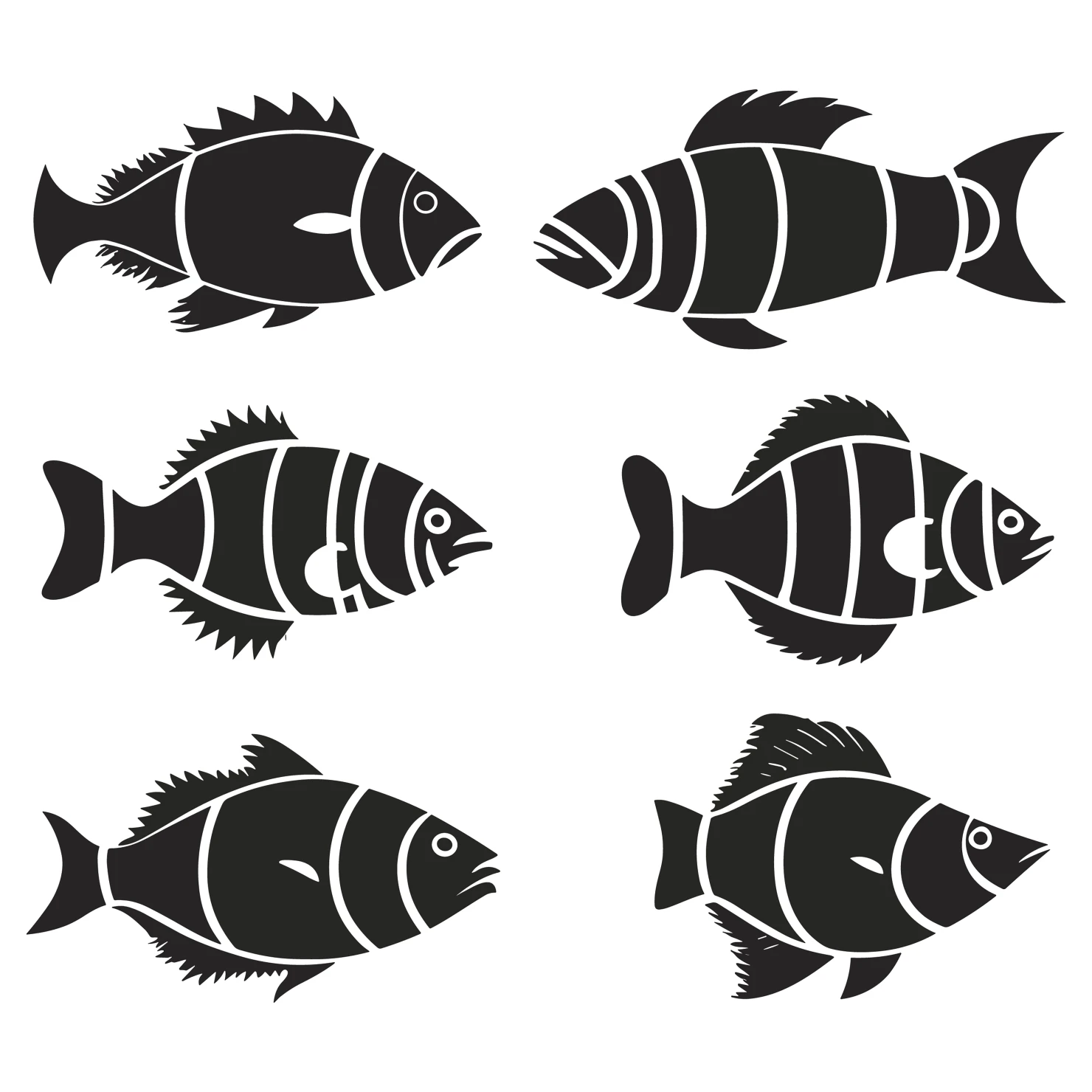 Fish customizable silhouettes set design #35477