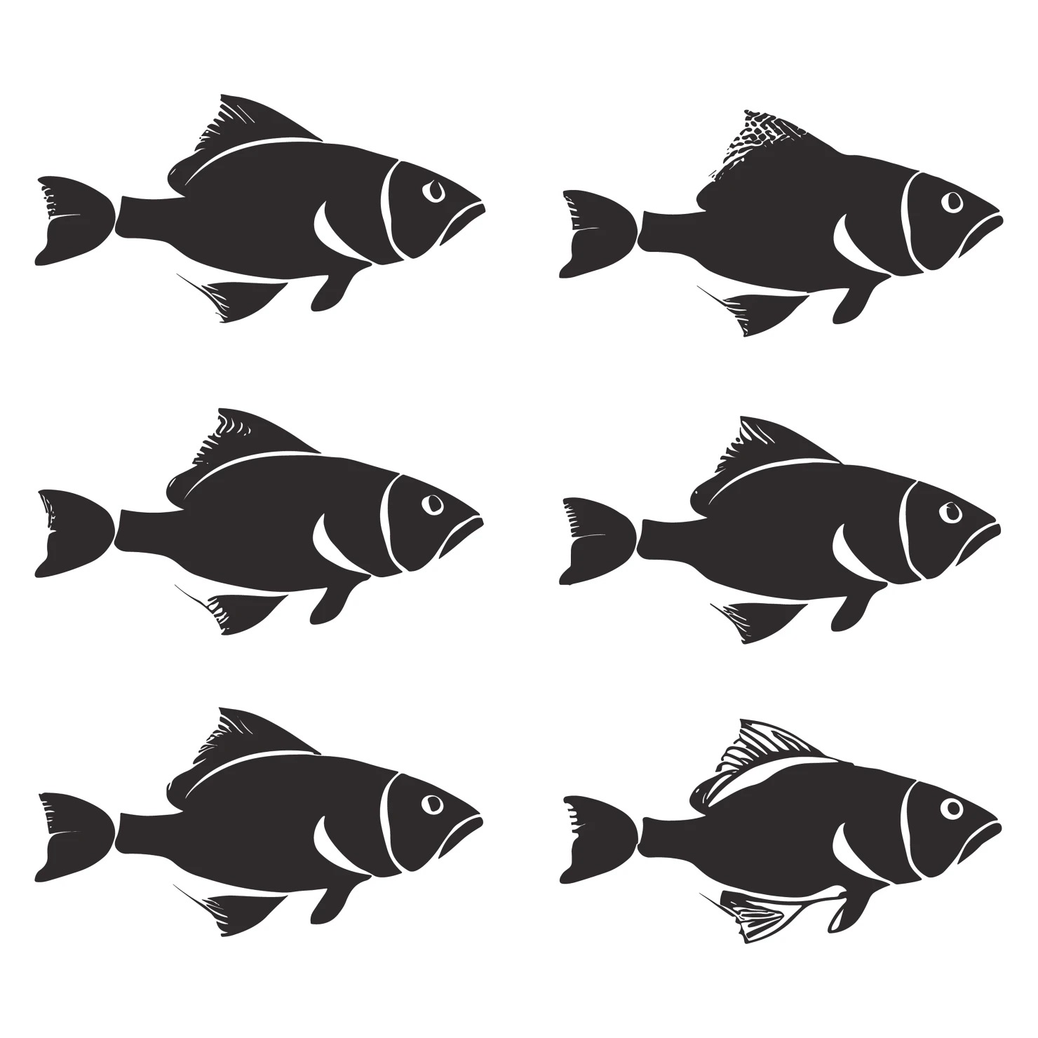 Fish customizable silhouettes set design #35478