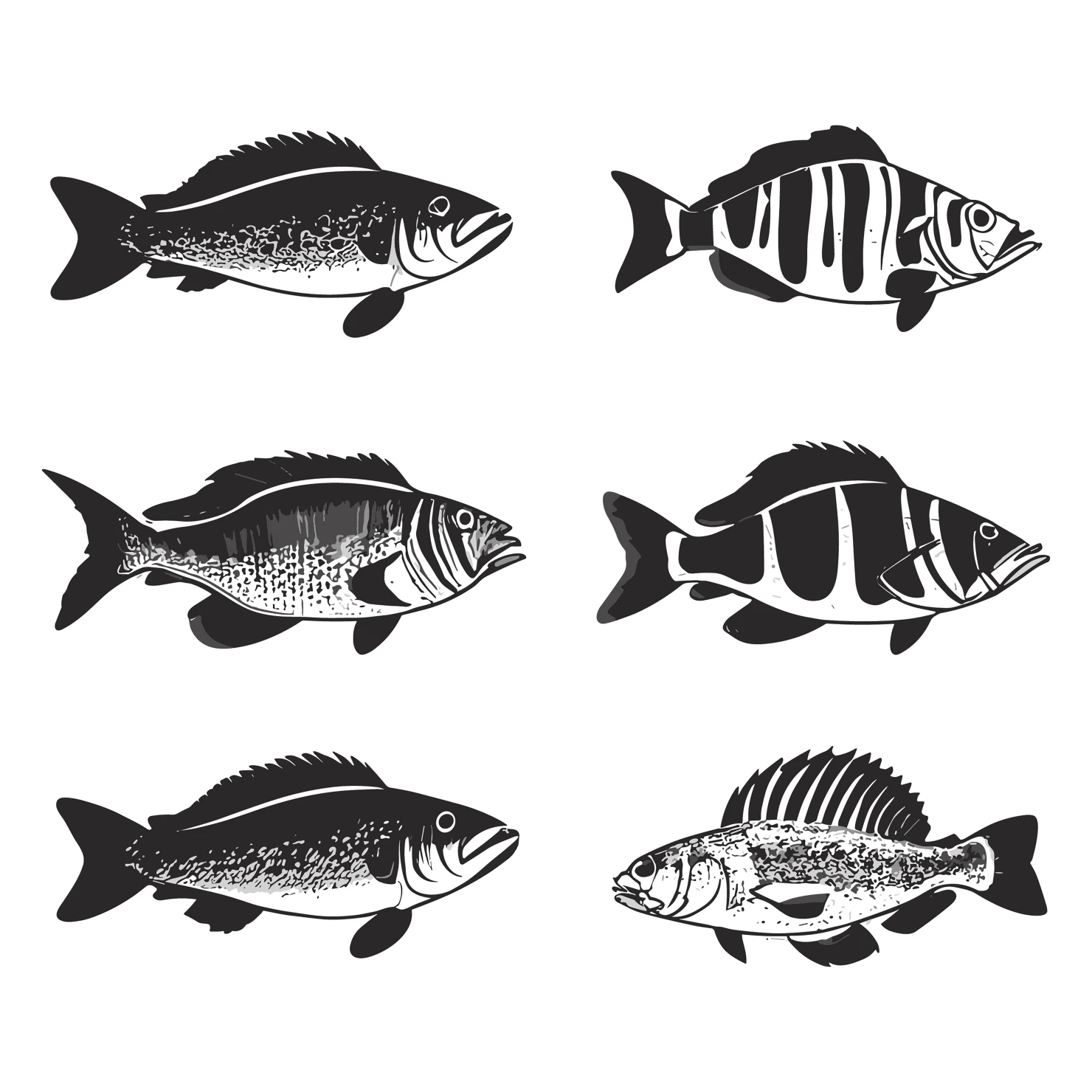 Fish customizable silhouettes set design #35479