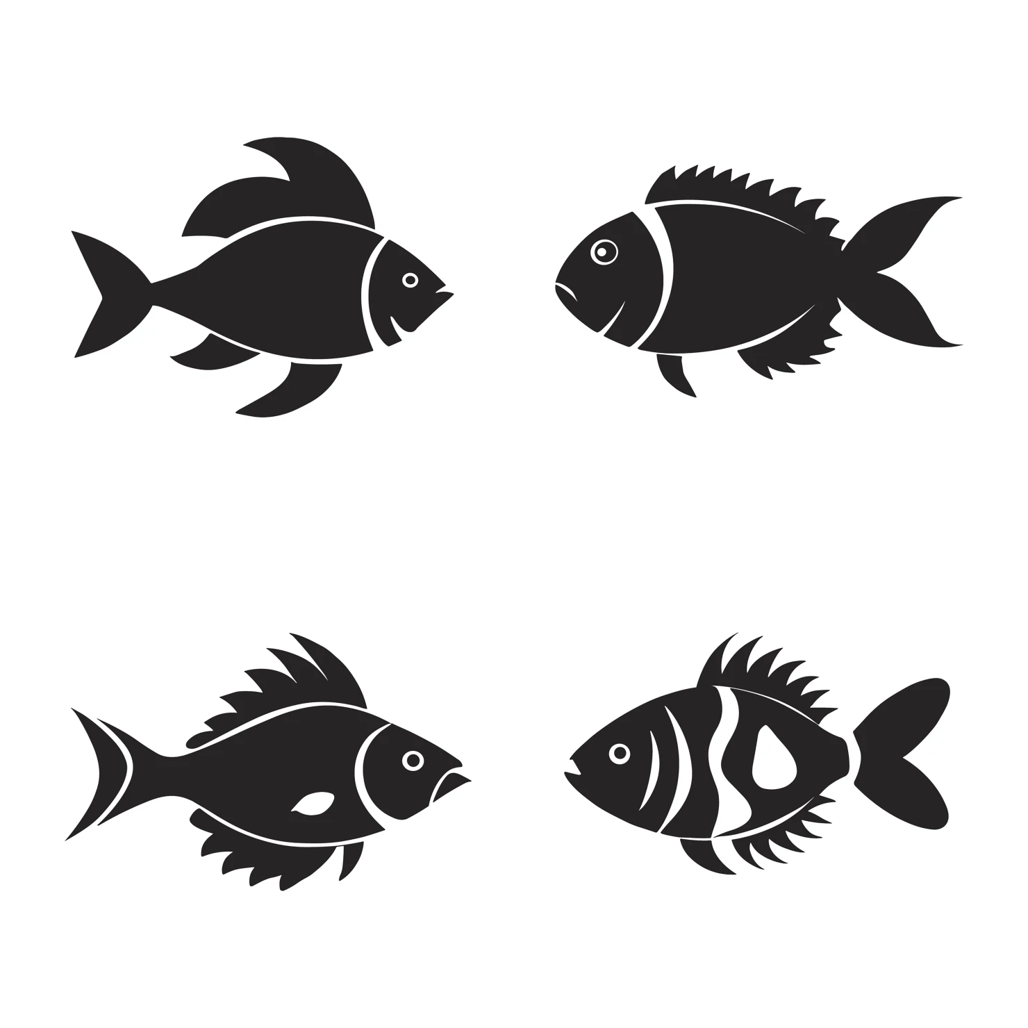 Fish customizable silhouettes set design #35480