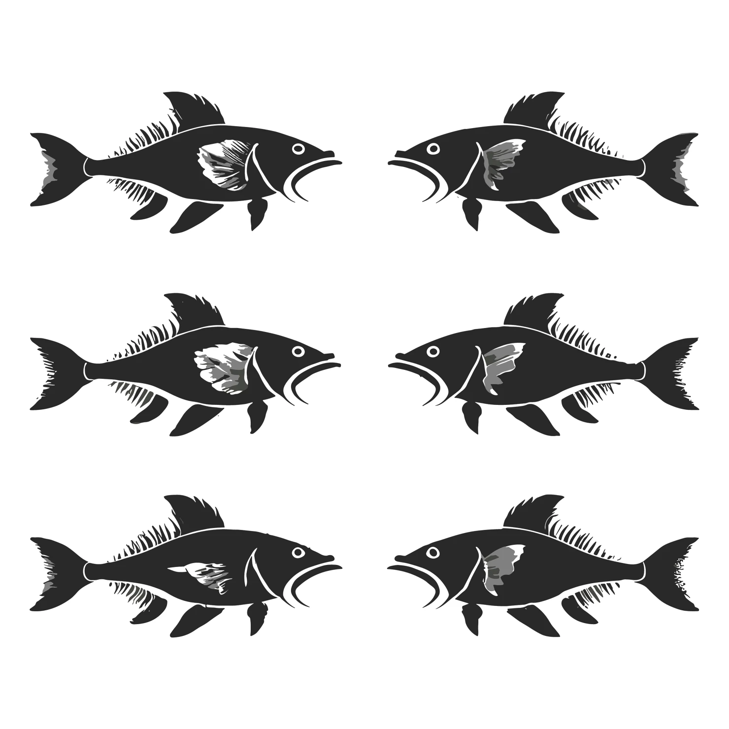 Fish customizable silhouettes set design #35481
