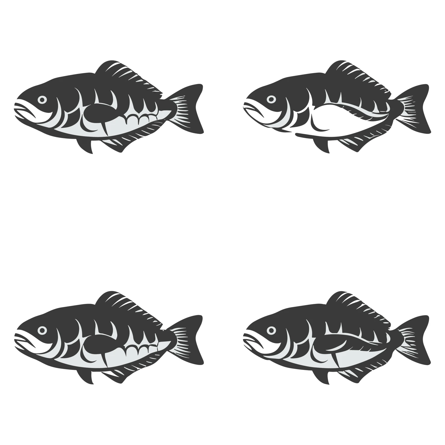 Fish customizable silhouettes set design #35482