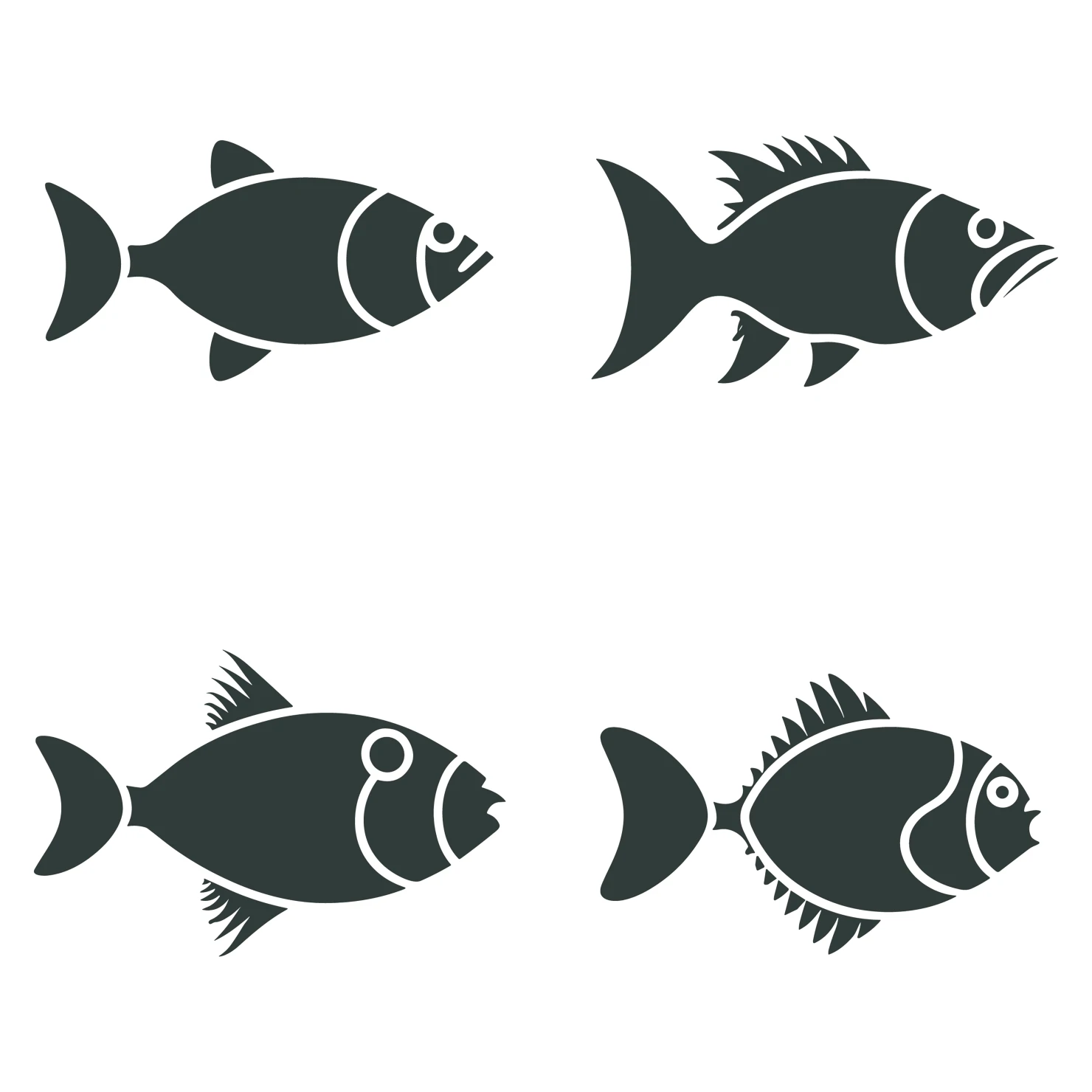 Fish customizable silhouettes set design #35483