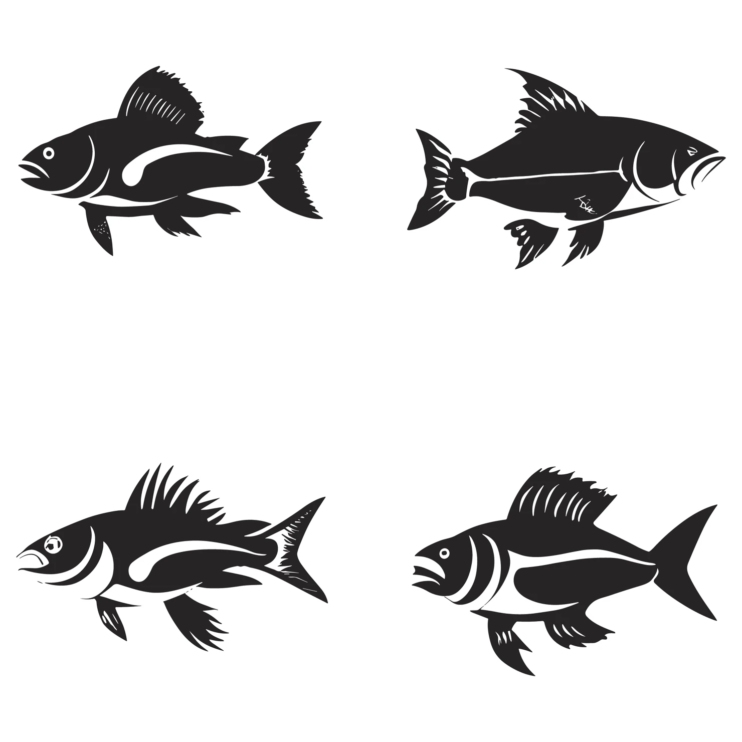 Fish customizable silhouettes set design #35484