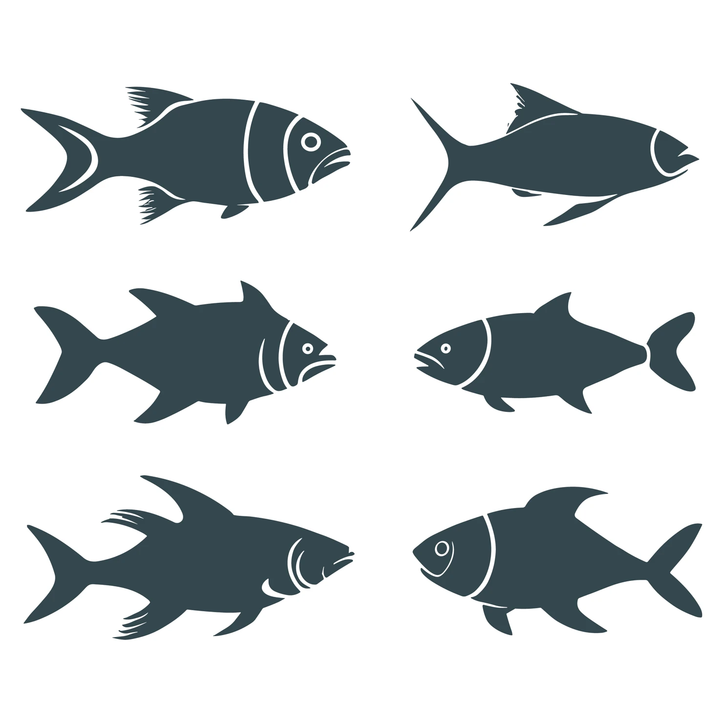 Fish customizable silhouettes set design #35485