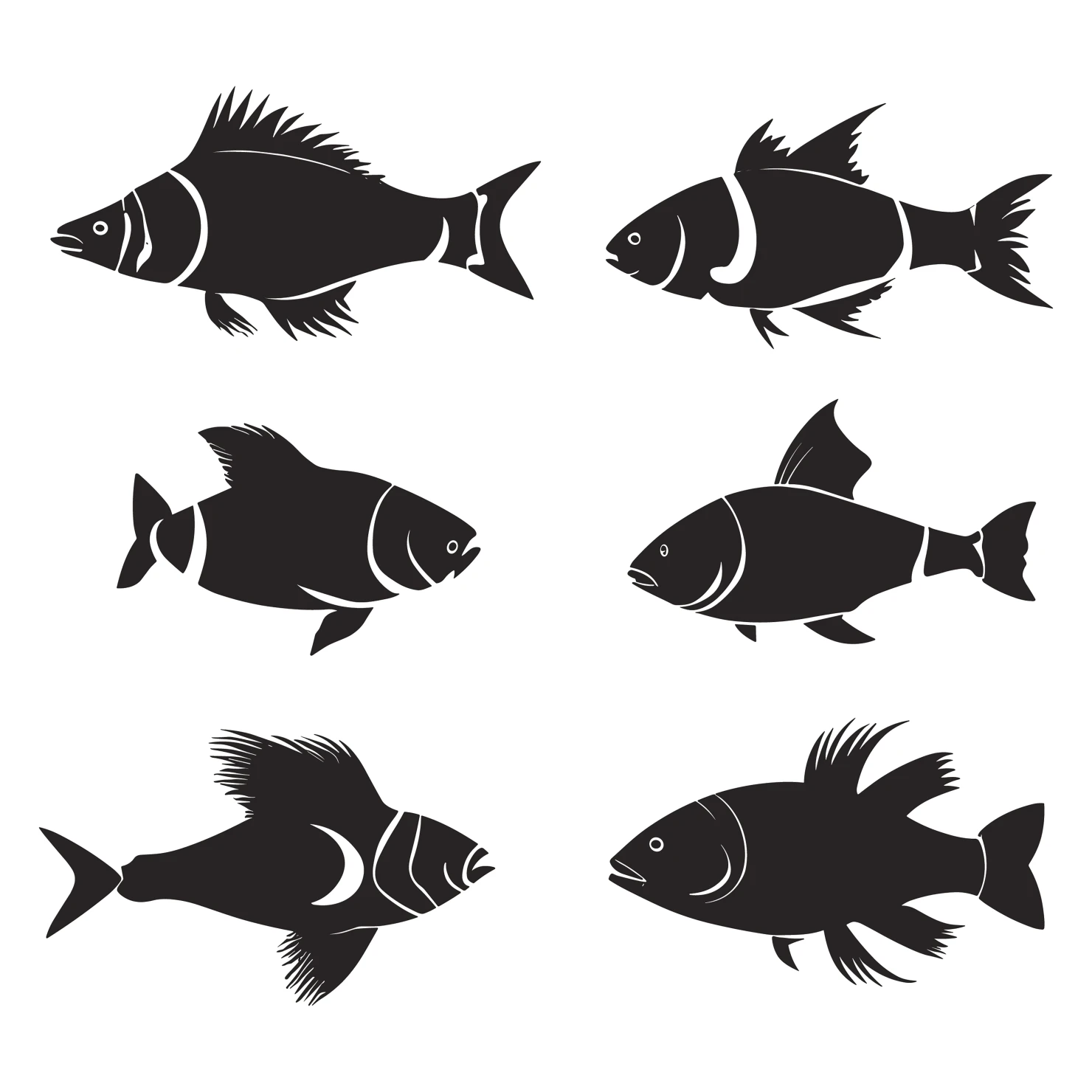 Fish customizable silhouettes set design #35486